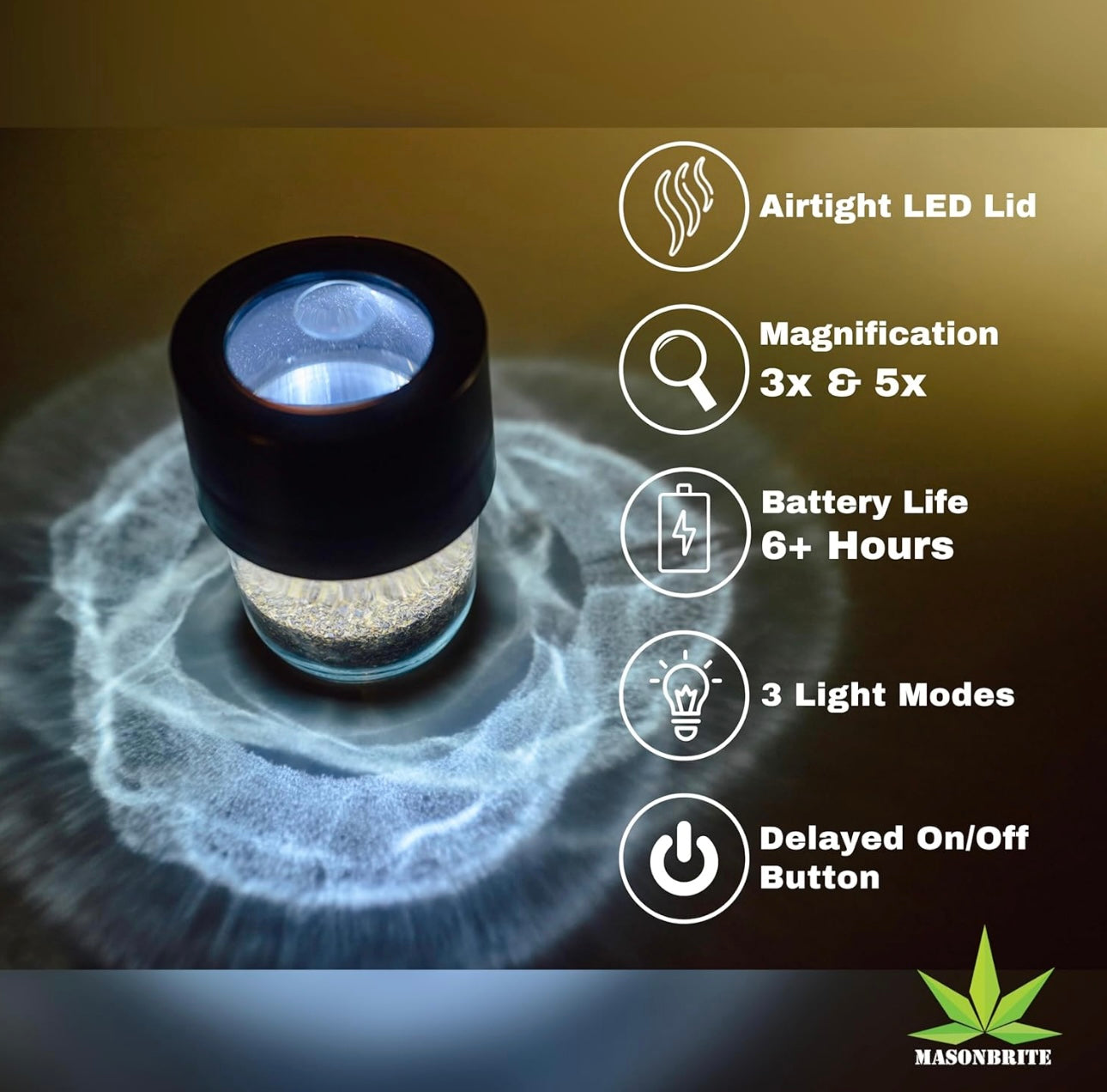 Mason Brite Magnifying Jar Black