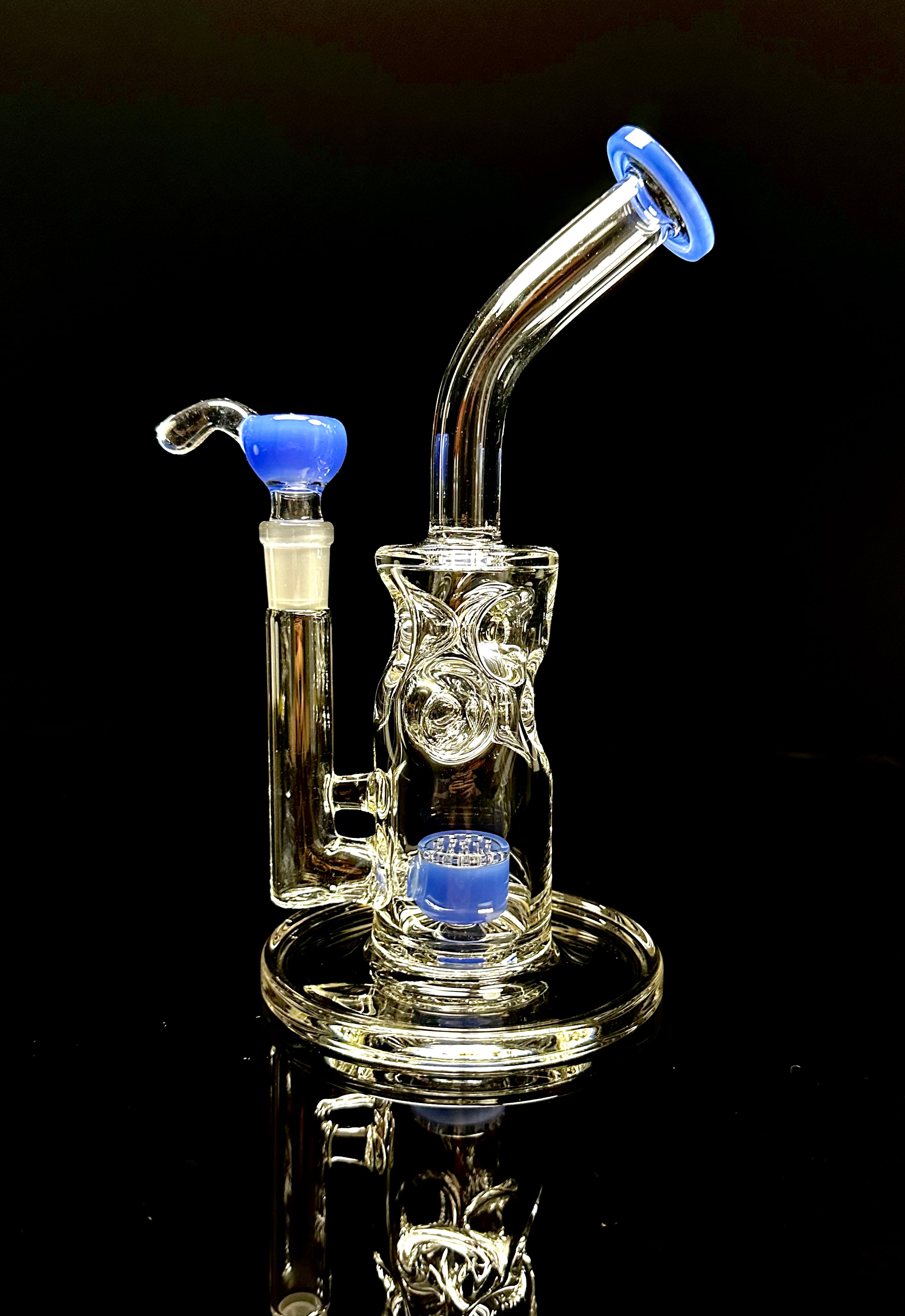 Purr Glass Blue Cheese Swiss Honeycomb Glass Water Pipe