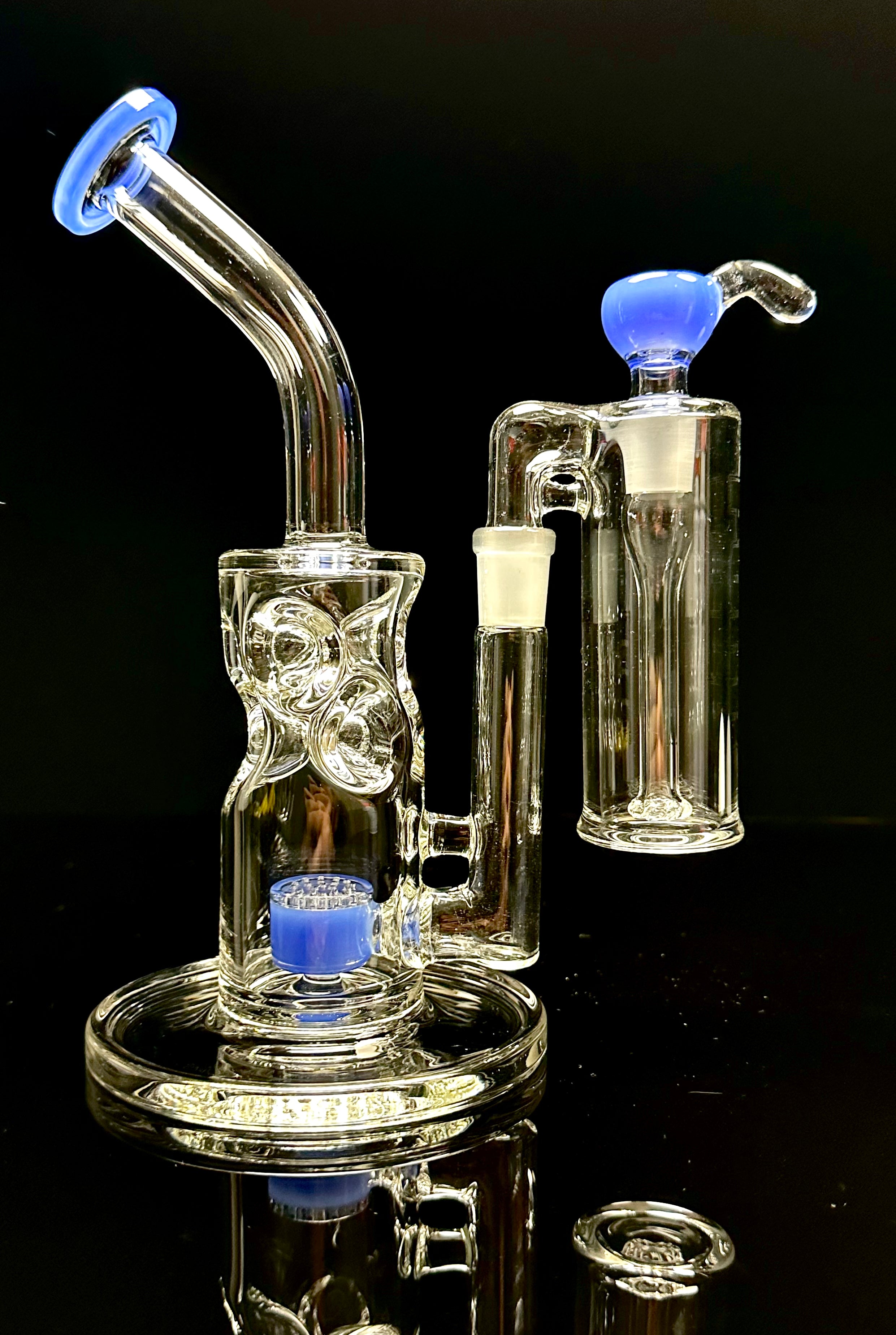 Purr Glass Blue Cheese Swiss Honeycomb Glass Water Pipe