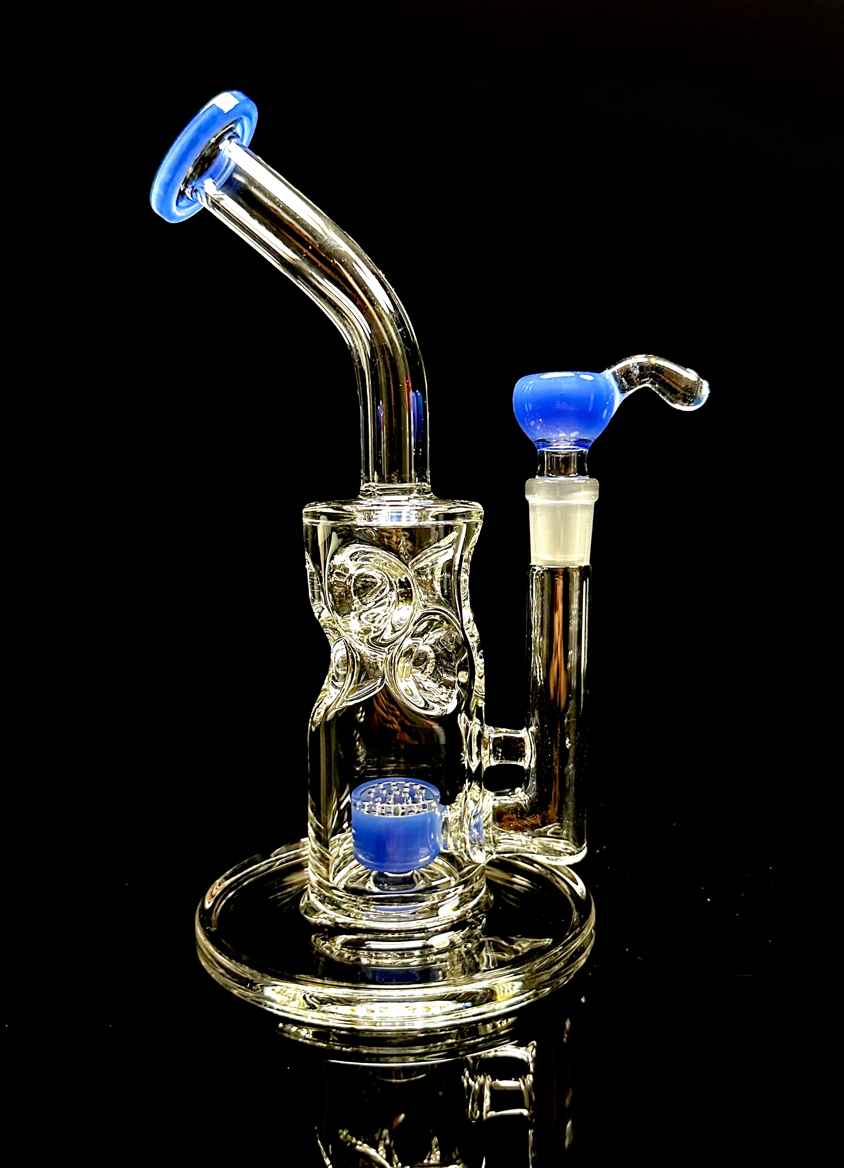 Purr Glass Blue Cheese Swiss Honeycomb Glass Water Pipe