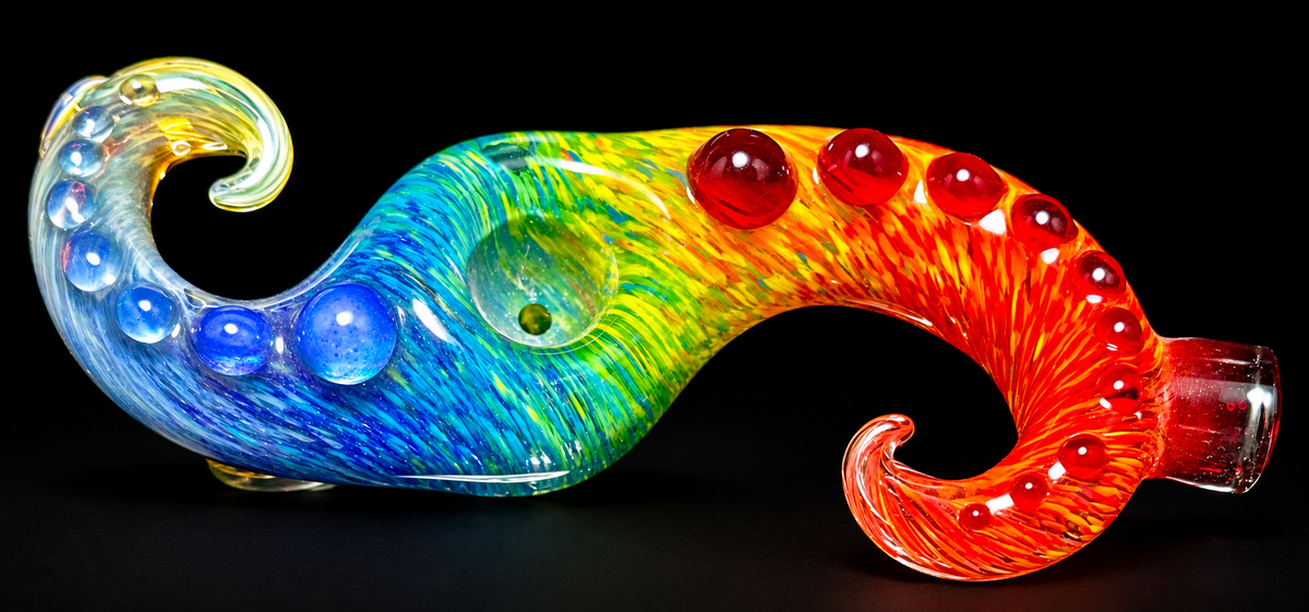 Future Glass Art (Ben Birney) Full Color Rainbow Curl Spoon