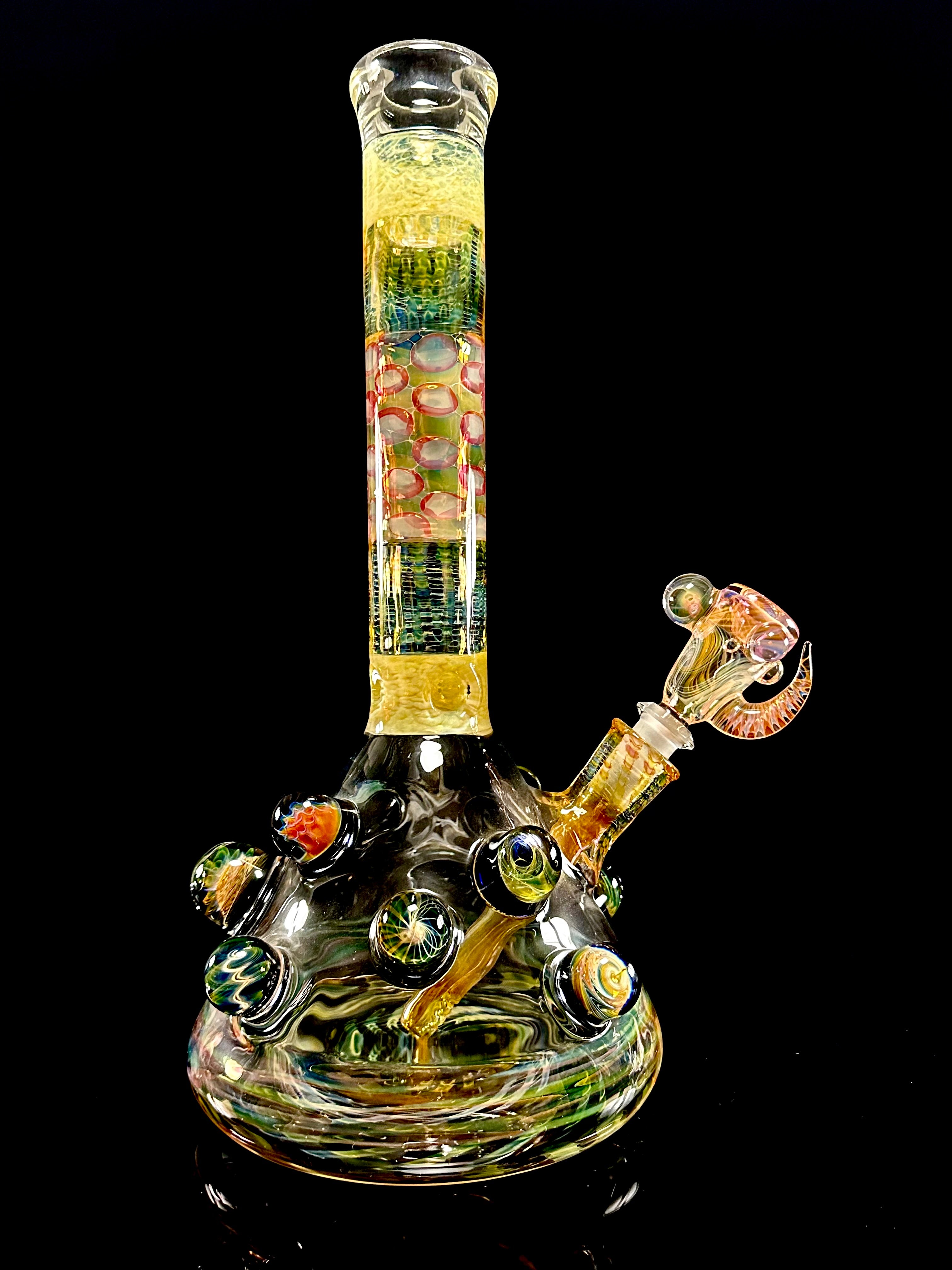 Hops x B$ Collab Beaker Fully Fumed with Many Worked Marbles
