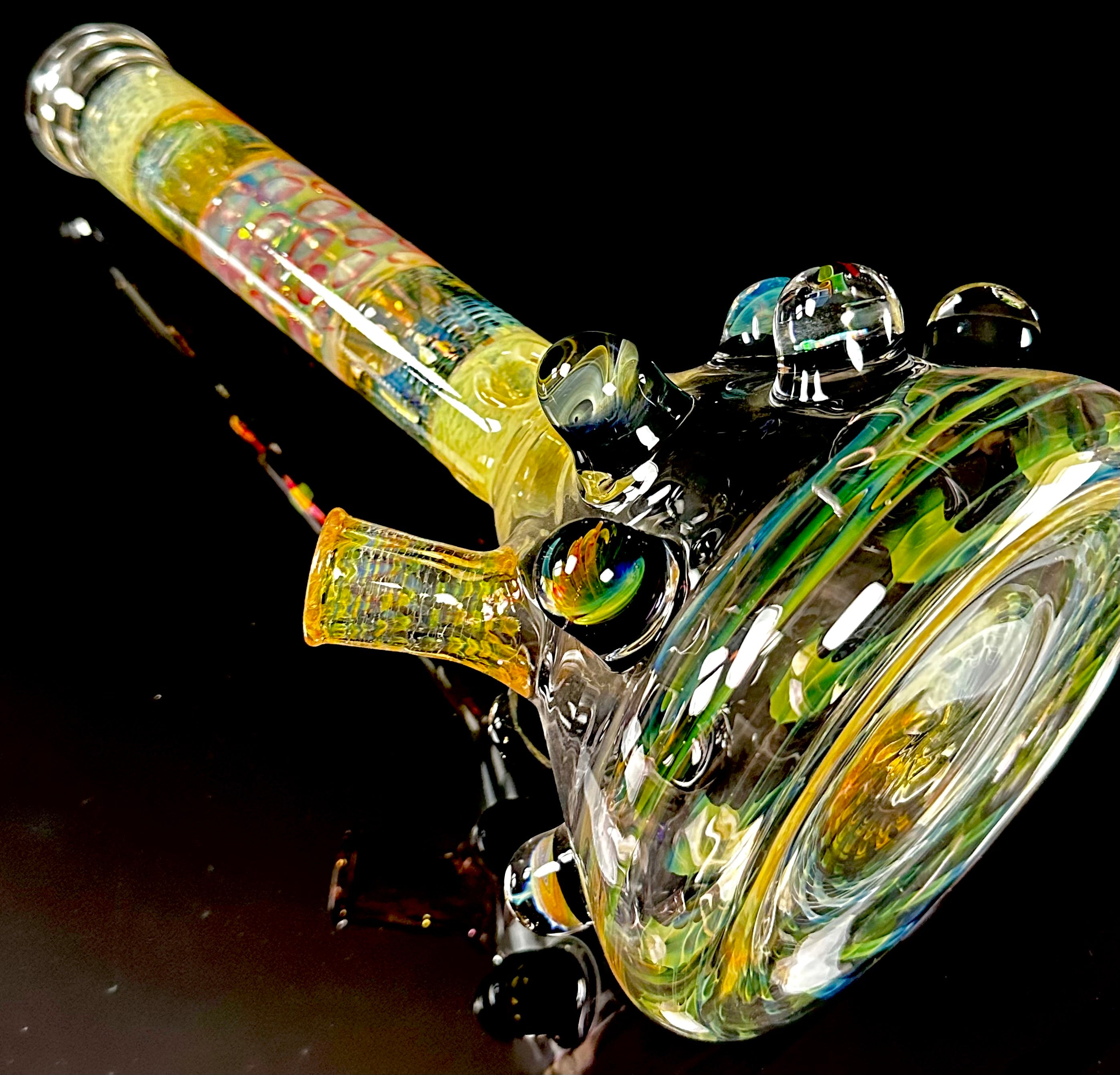 Hops x B$ Collab Beaker Fully Fumed with Many Worked Marbles