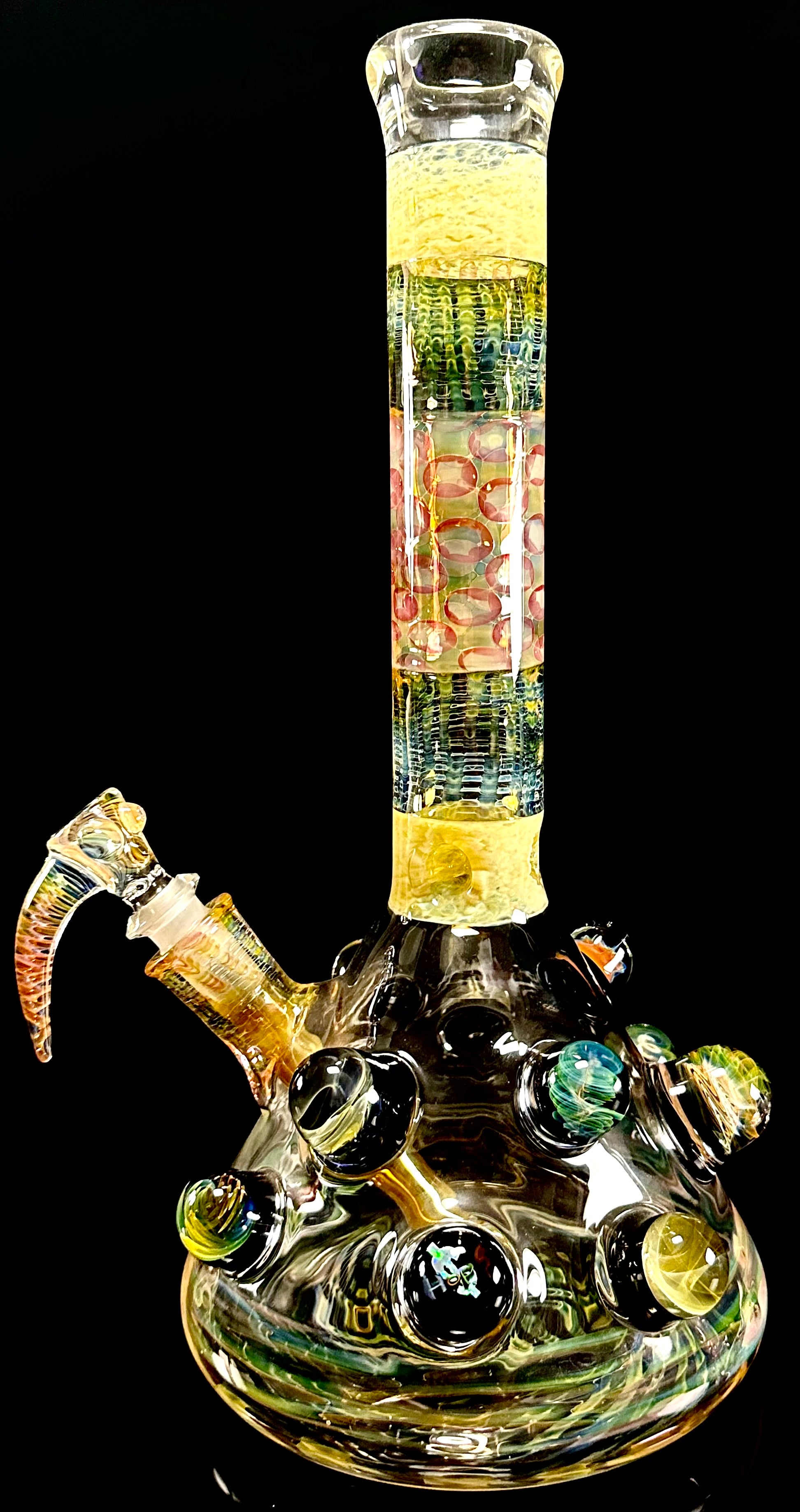 Hops x B$ Collab Beaker Fully Fumed with Many Worked Marbles