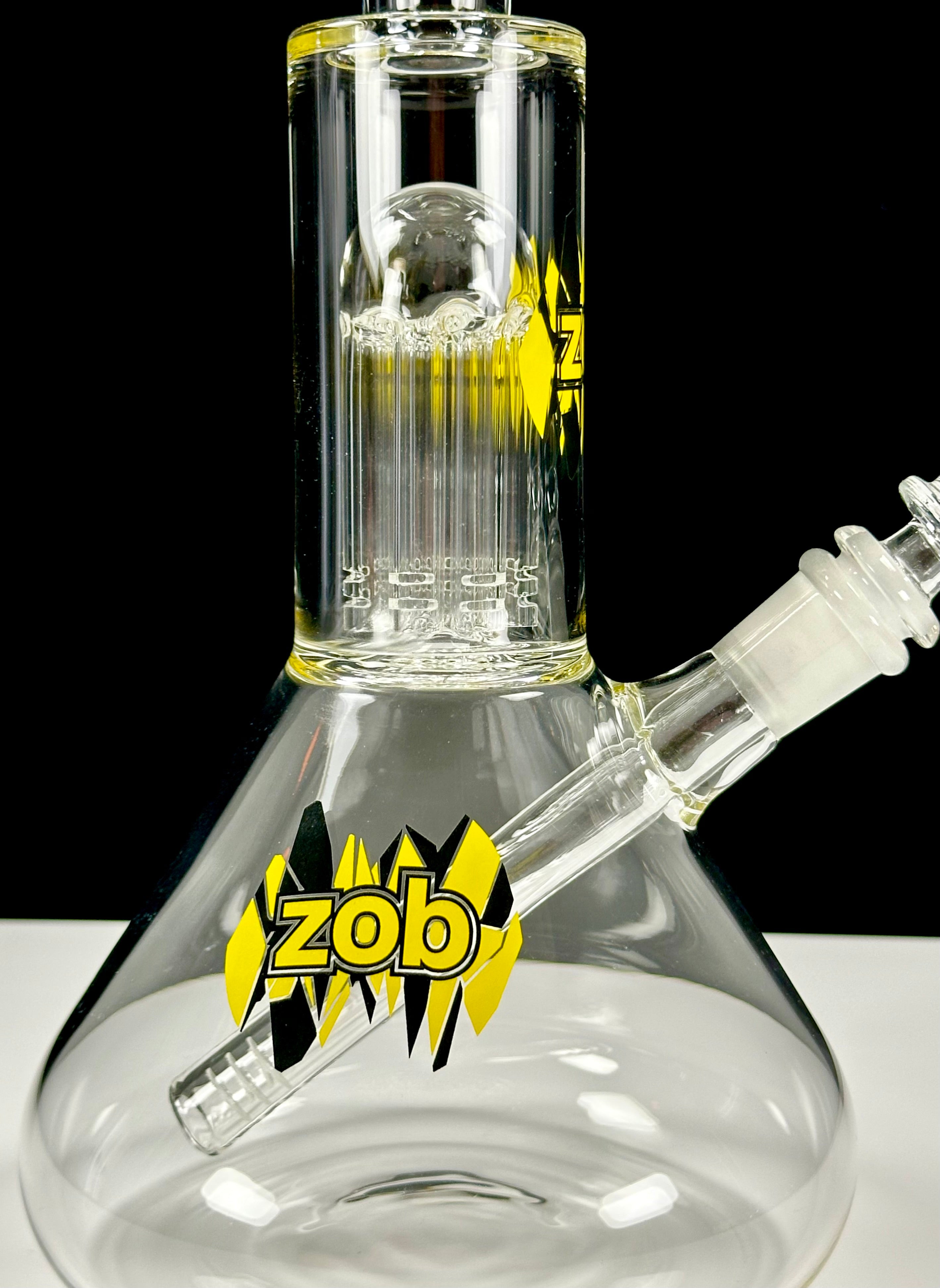 Zob 14 inch Beaker Wubbler with 8 Arm Tree Percolator Yellow & Black Label