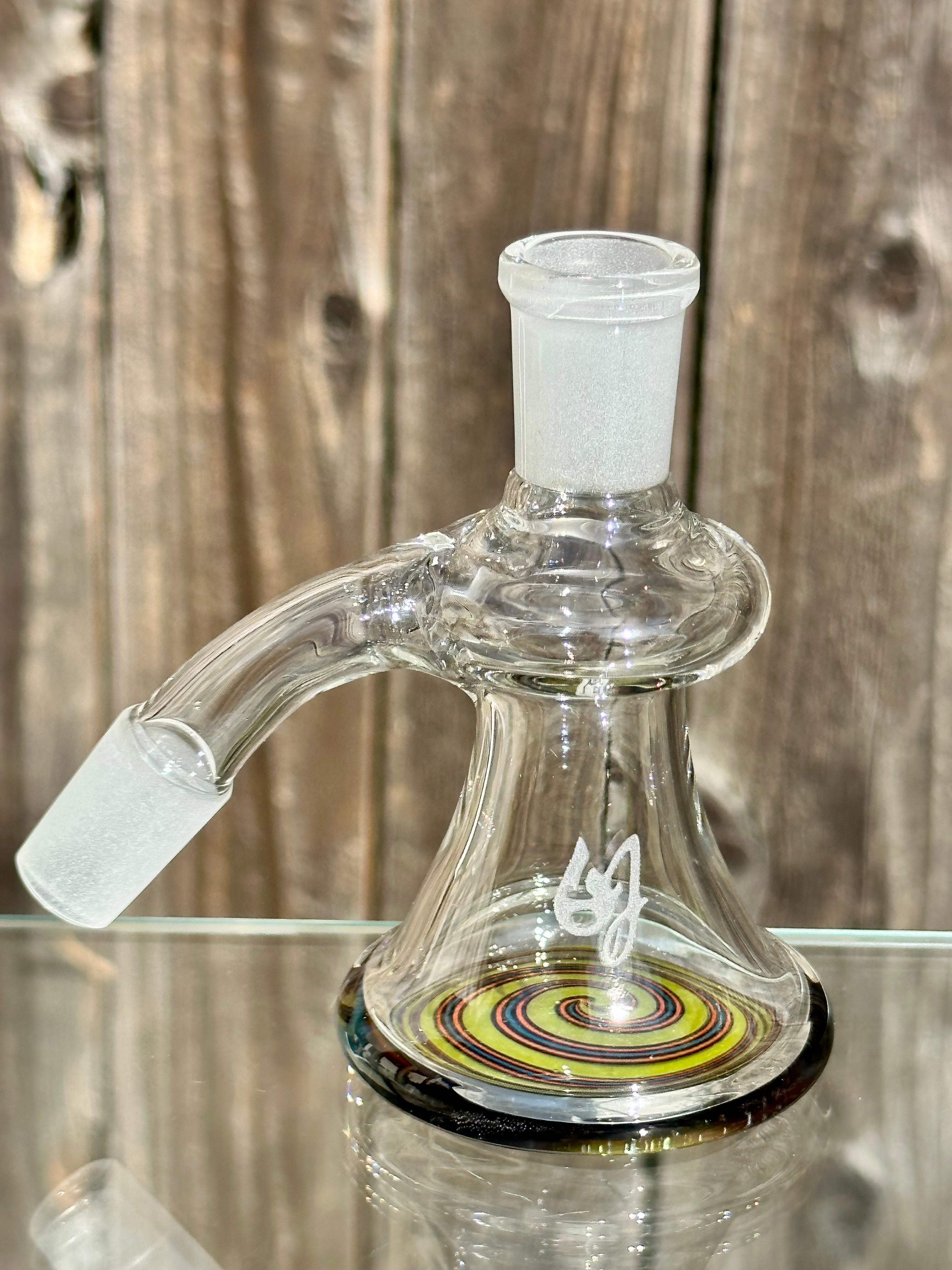 OJ Flame Yellow, Orange & Blue Swirl 14mm 45 Degree Dry Catch