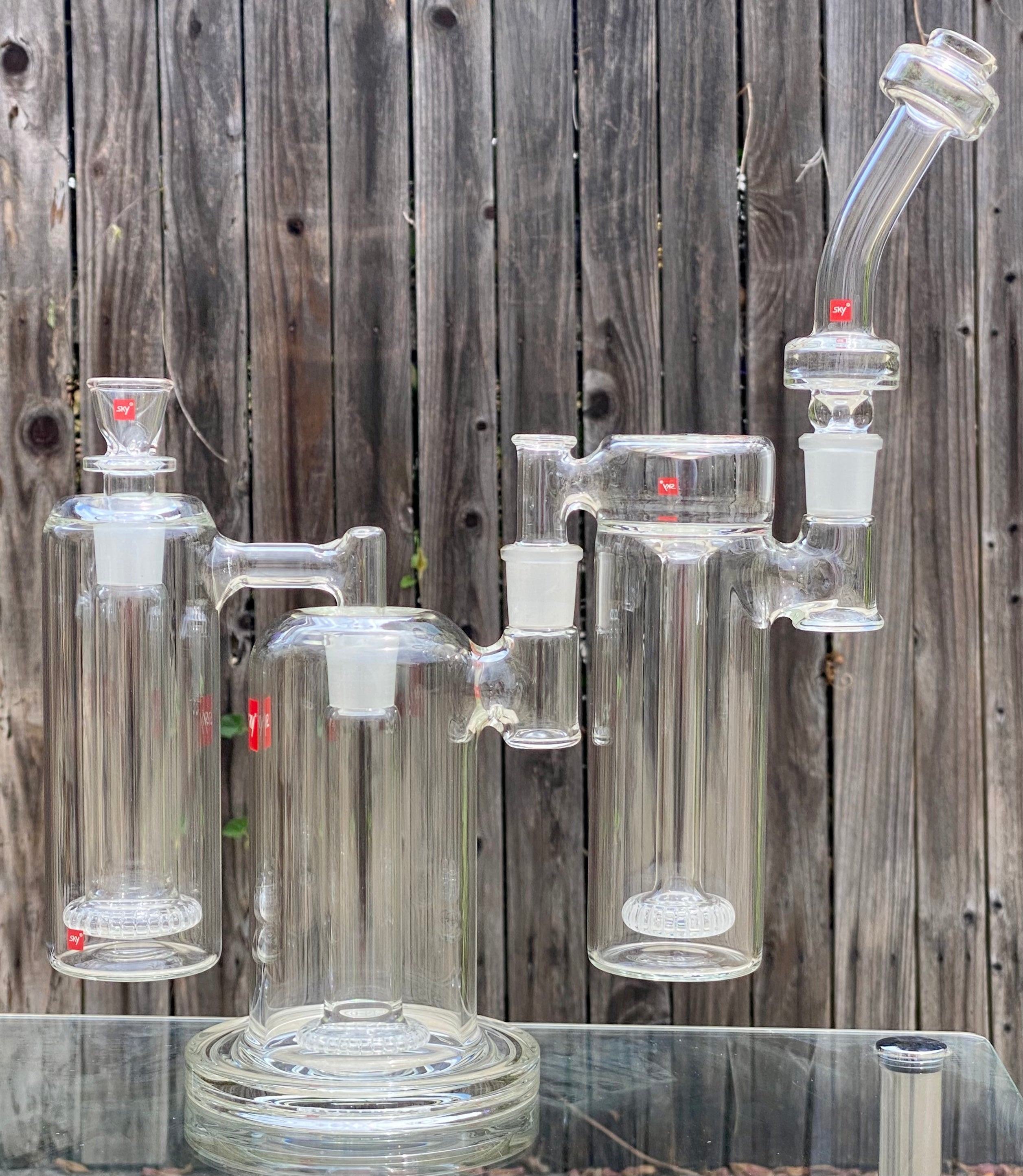 Sky Glass Lunar Bubbler, Rig Ash Catcher & Orbital Perk + 2 Extra Lunar Mouthpiece’s