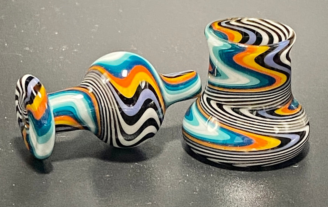 DZ Glass Wigwag Bubble Cap & Stand #4 - TheSmokeyMcPotz Collection