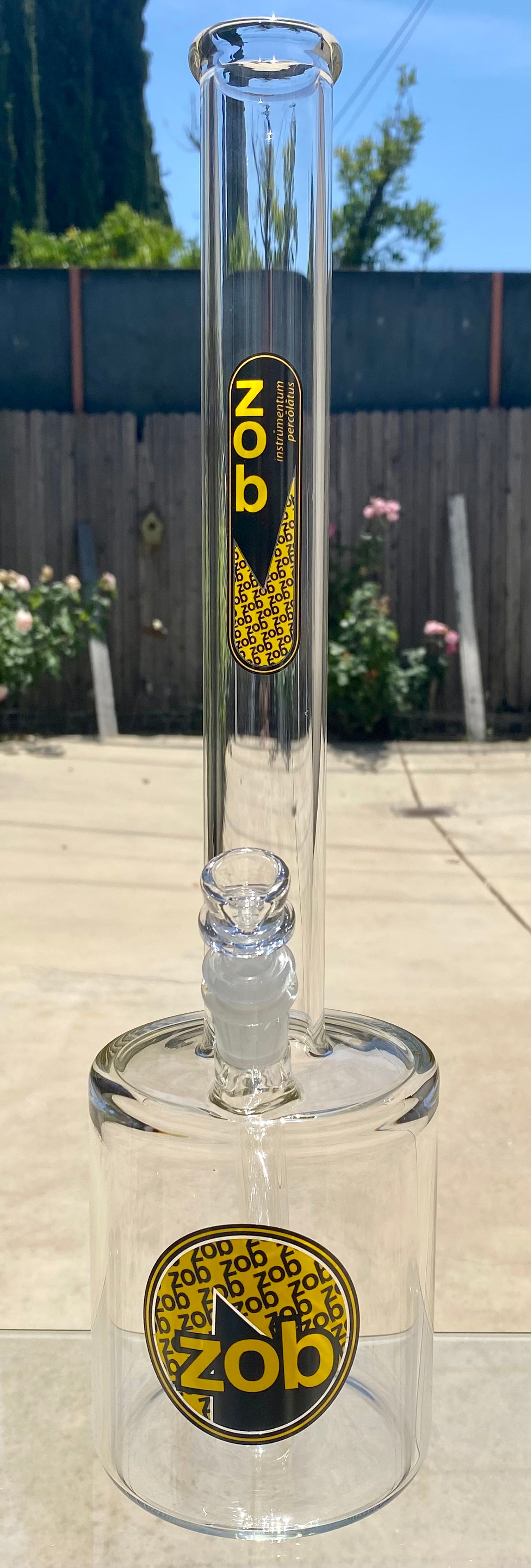 Zob 16” Straight Tube with 110mm Base and 38mm Mouthpiece 45 Degree Yellow & Black Label