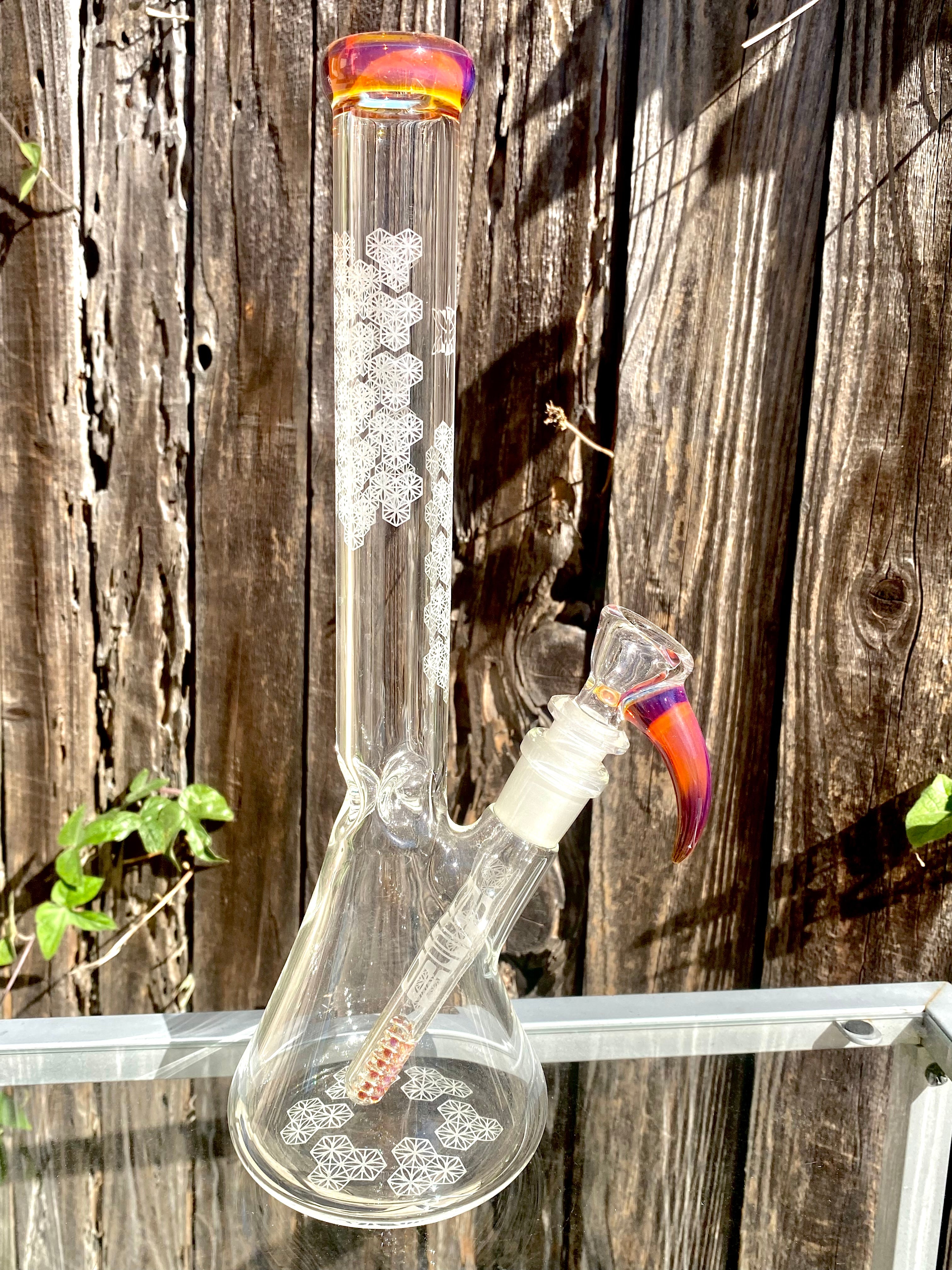 ILL GLASS 38mm 12" Custom Beaker with Sandblasting