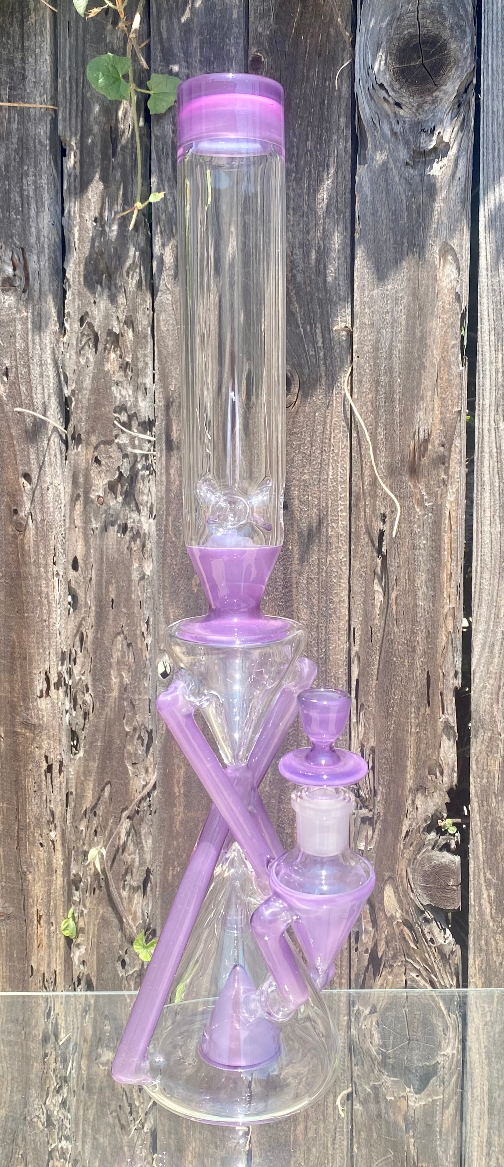 Grassblower 19” Greasy Glass Wild Blueberry x Gold Amethyst HighRise Duplex