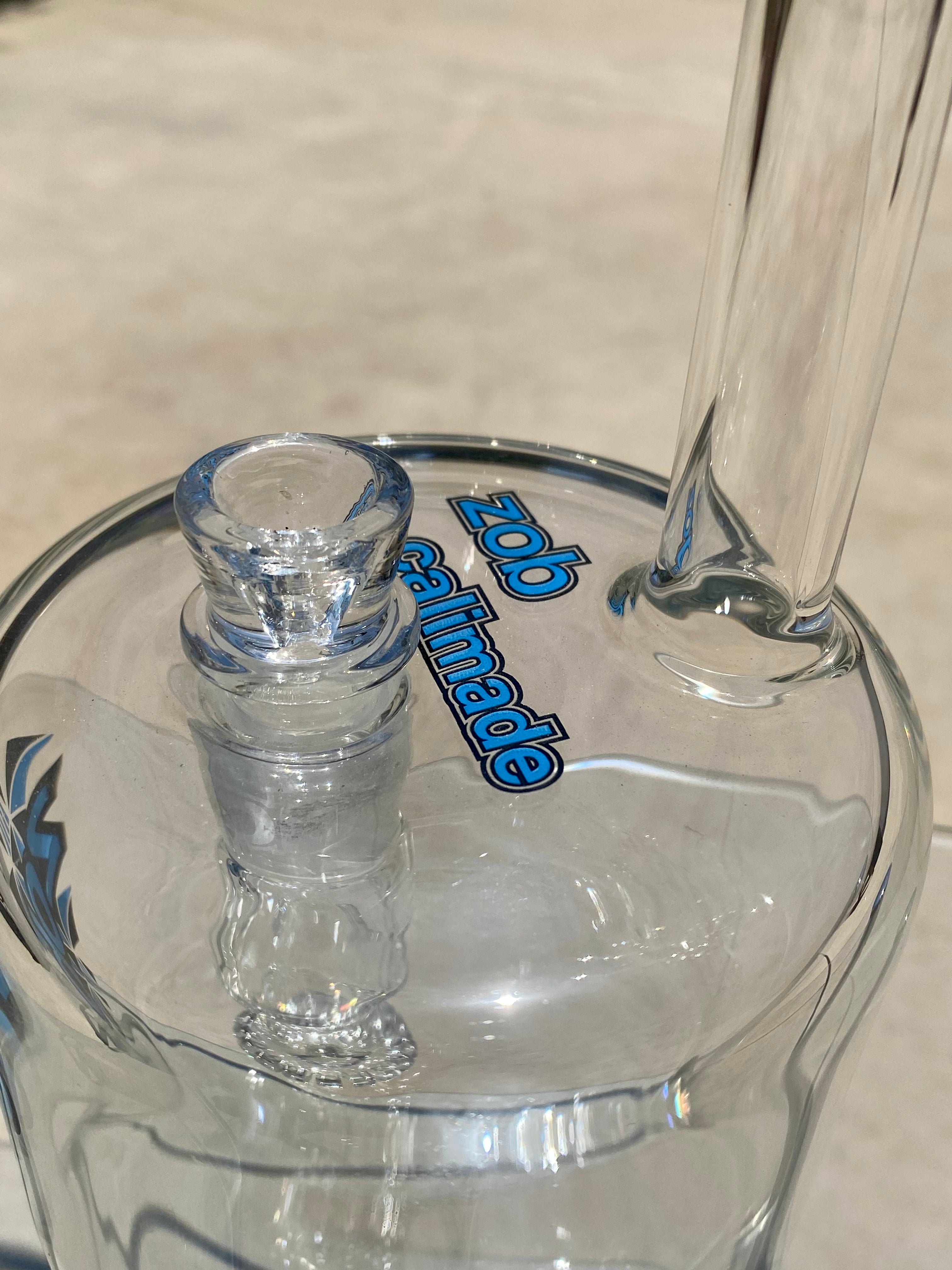 Zob Fat Boy Bubbler with Fixed Flat Disc Percolator 9.5" Blue & Black Label