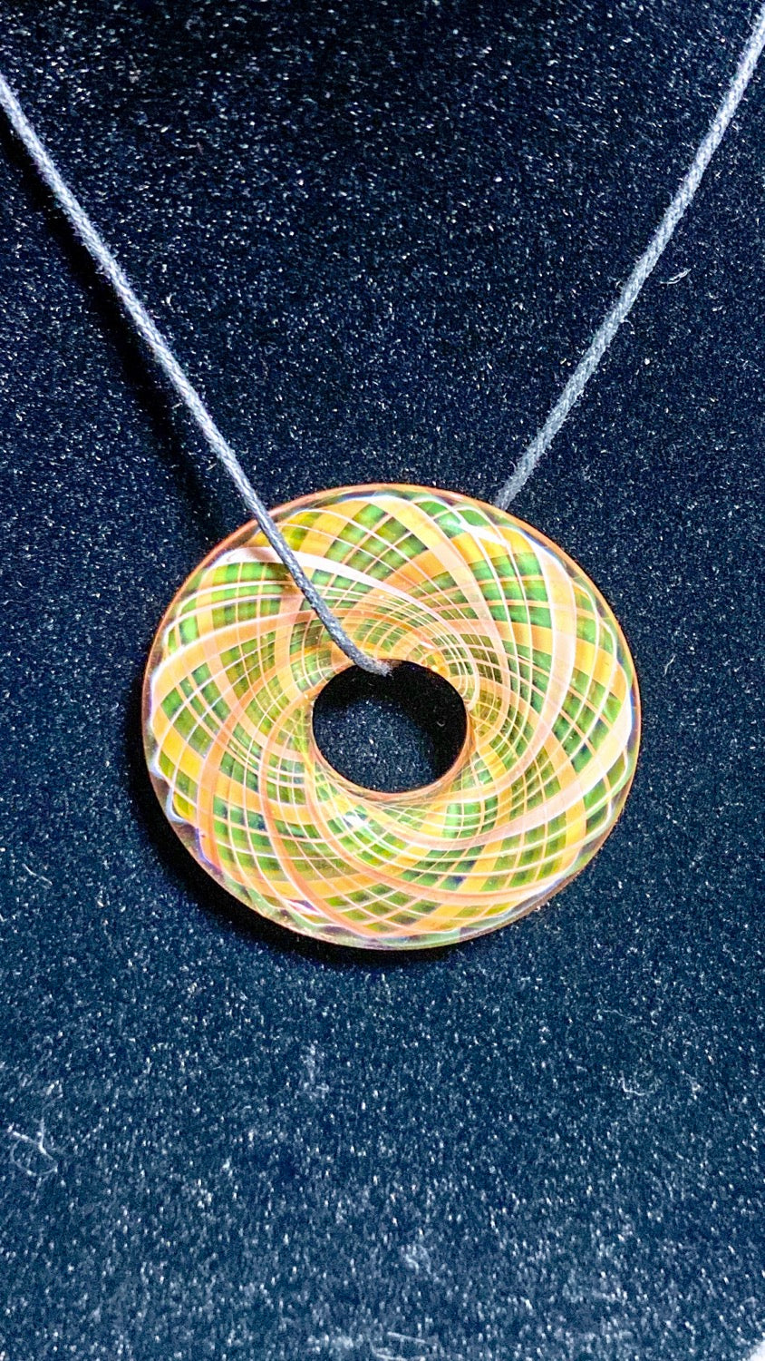 Jhanny Rise Pink Fumed Matrix Disc Pendie - TheSmokeyMcPotz Collection