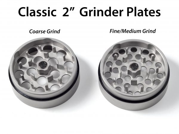 Complete 2" Classic 4 Piece Herb Grinder – 100% Stainless Steel w- All Plates - TheSmokeyMcPotz Collection