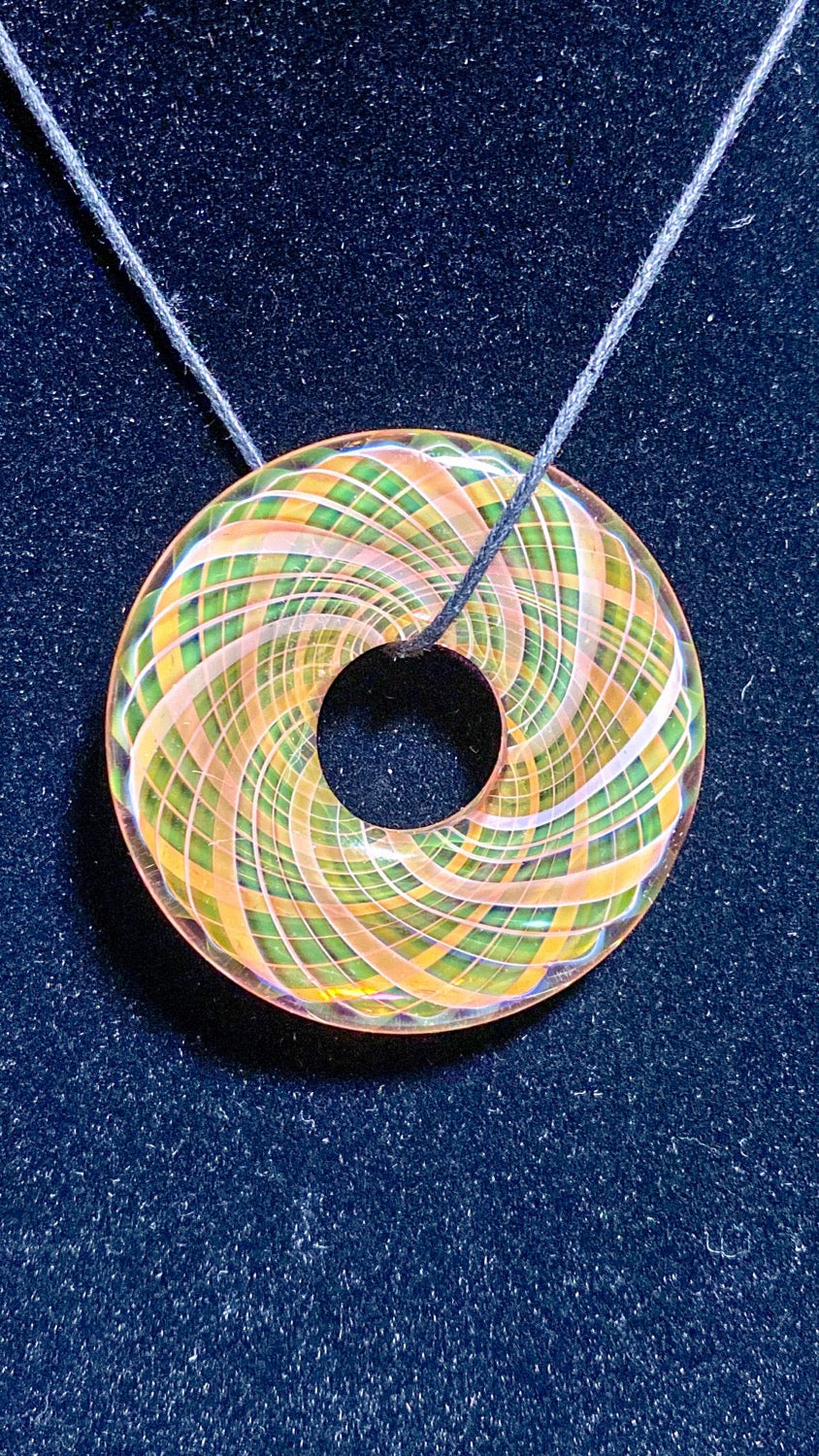 Jhanny Rise Pink Fumed Matrix Disc Pendie - TheSmokeyMcPotz Collection