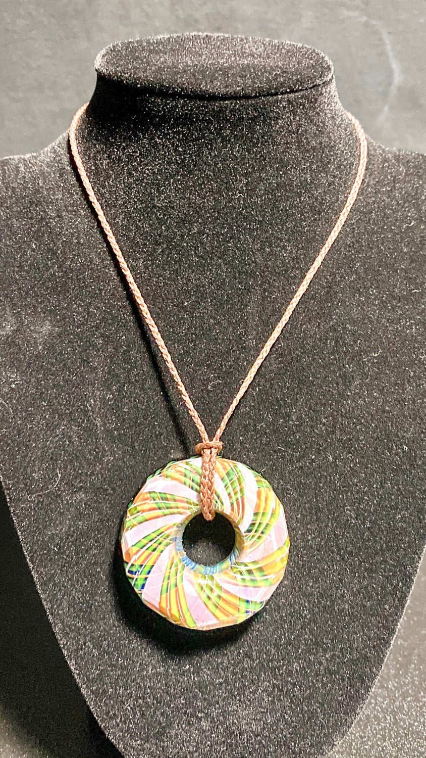 Jhanny Rise FACETED Fumed Matrix Disc Pendie w- Black Back - TheSmokeyMcPotz Collection