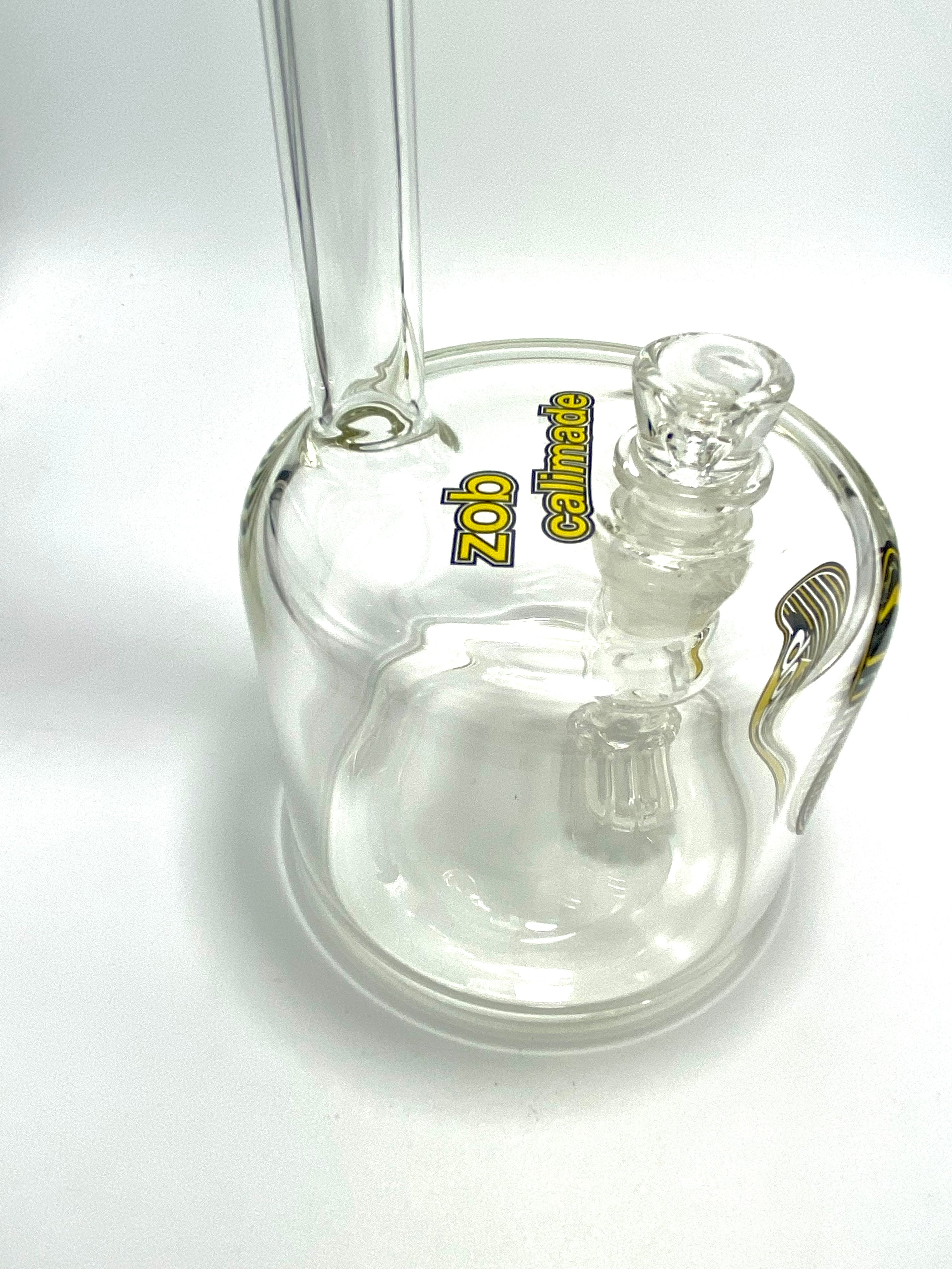 Zob Fat Boy Bubbler with Fixed Flat Disc Percolator 9.5" Yellow & Black Label