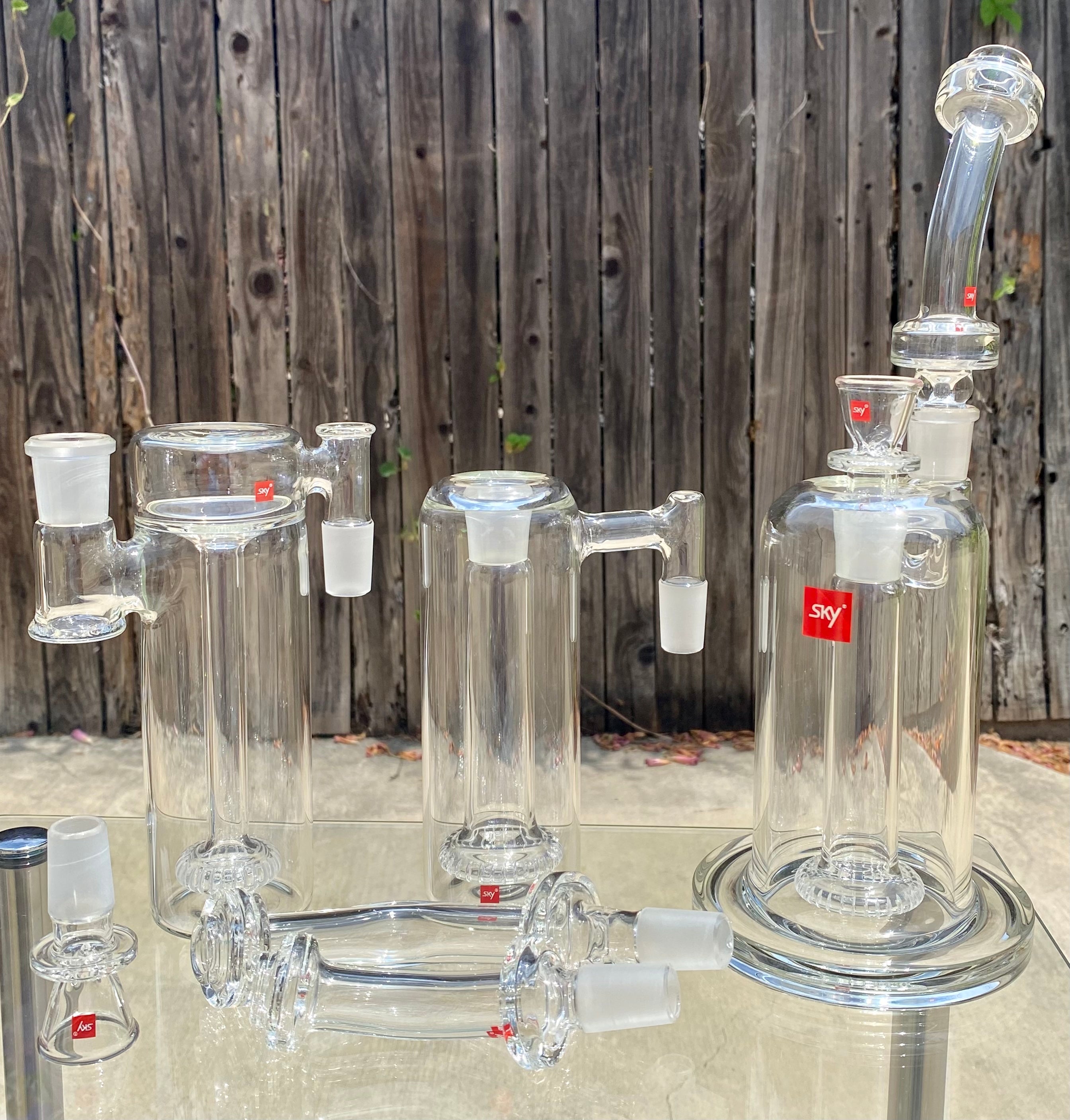 Sky Glass Lunar Bubbler, Rig Ash Catcher & Orbital Perk + 2 Extra Lunar Mouthpiece’s