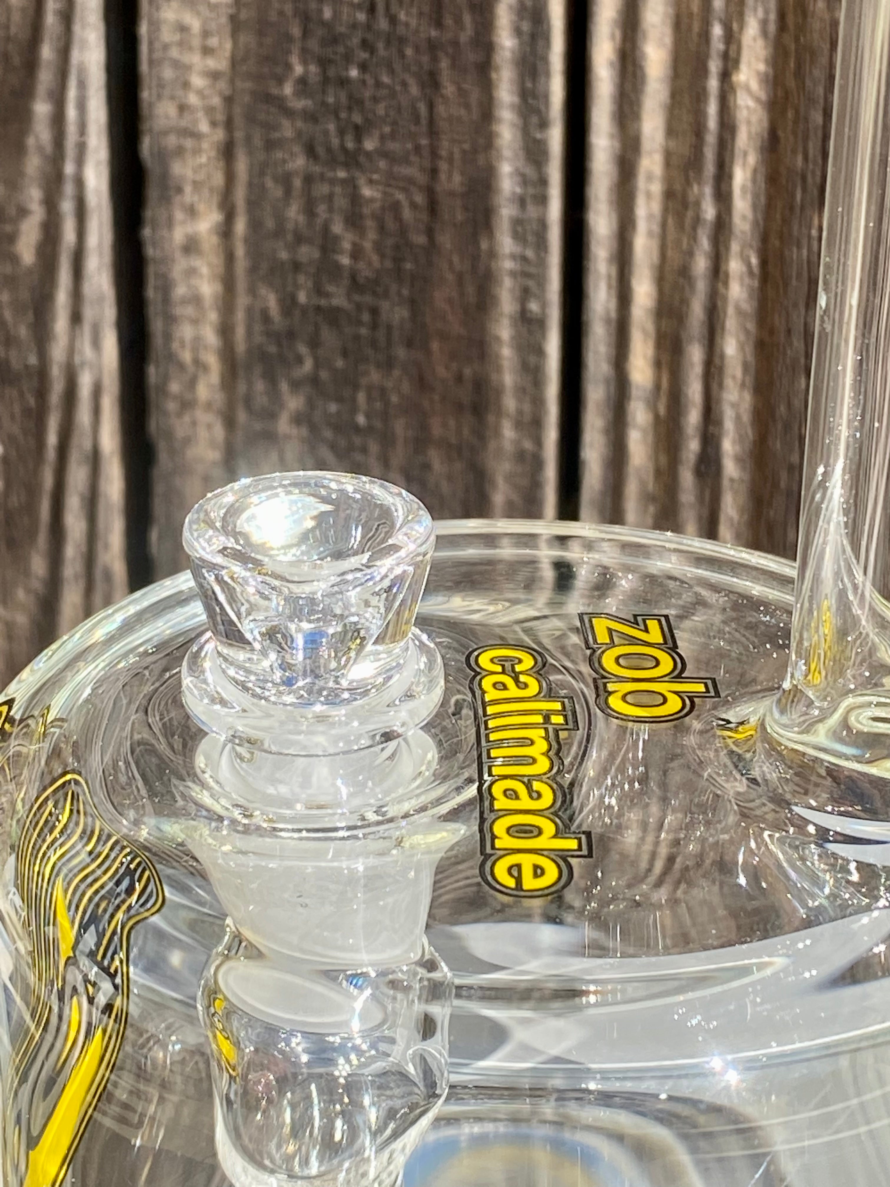 Zob Fat Boy Bubbler with Fixed Flat Disc Percolator 9.5" Yellow & Black Label