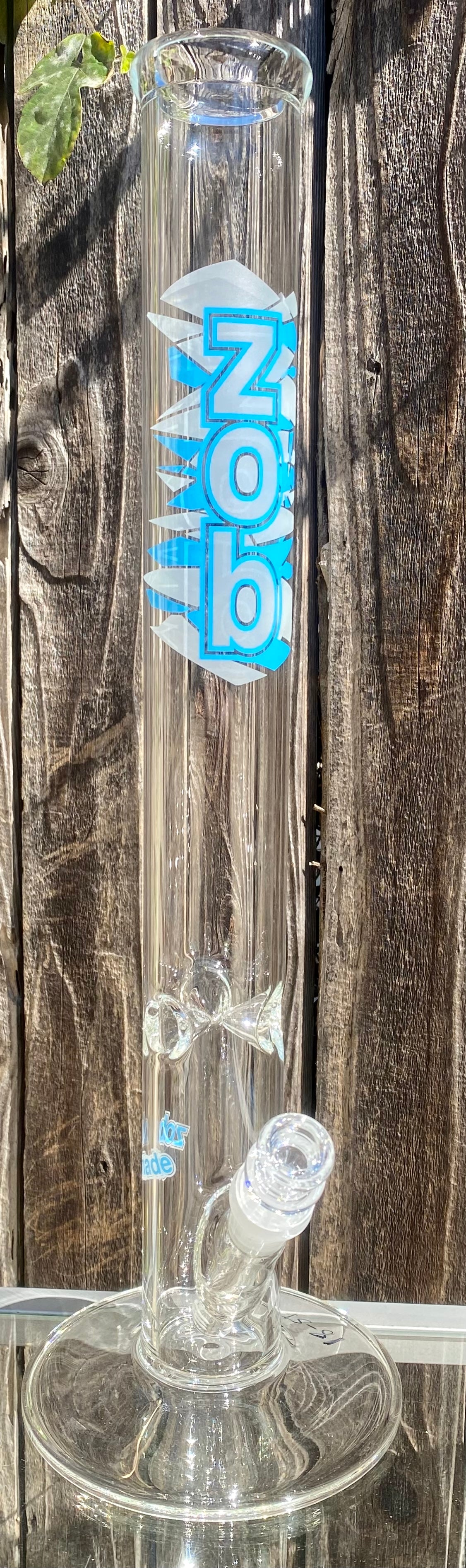 Zob 18 inch 9mm Straight Tube Blue & Sandblasted Label