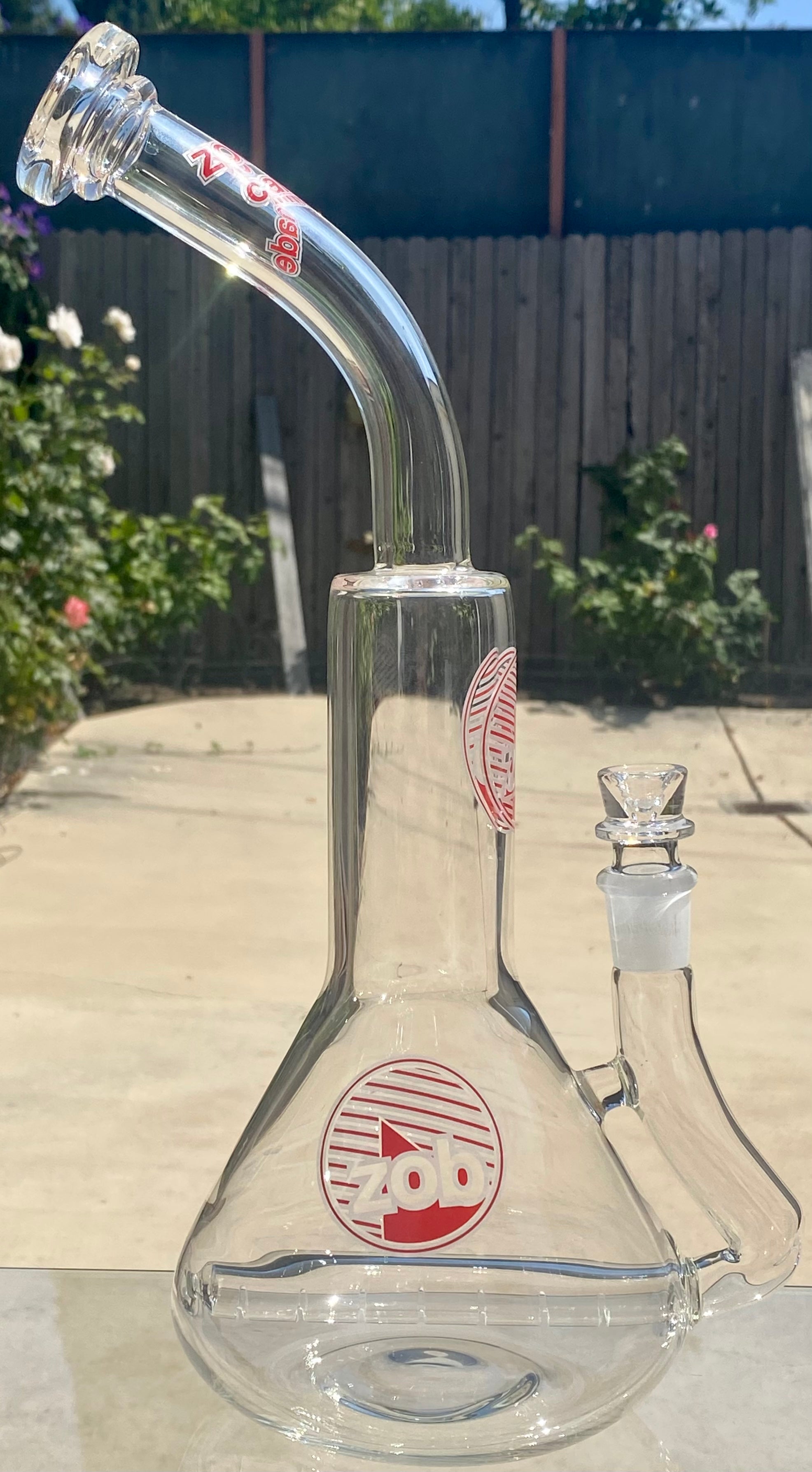 Zob 16 inch Stemless Inline Diffused Beaker Wubbler Red & White Label