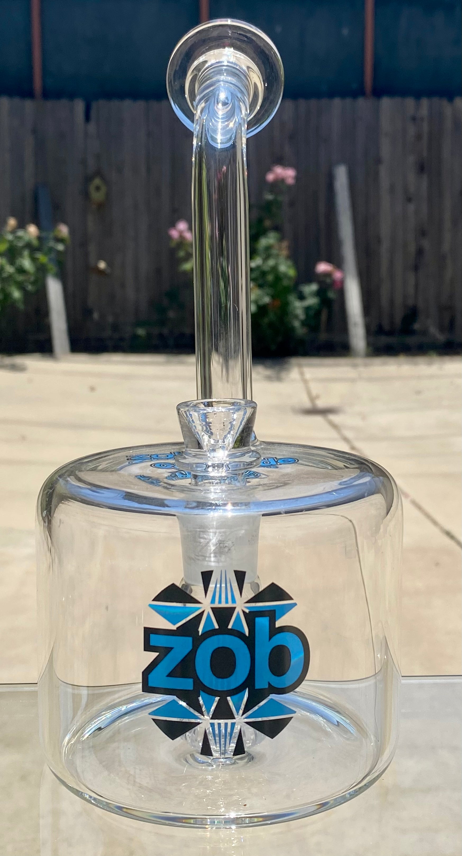 Zob Fat Boy Bubbler with Fixed Flat Disc Percolator 9.5" Blue & Black Label