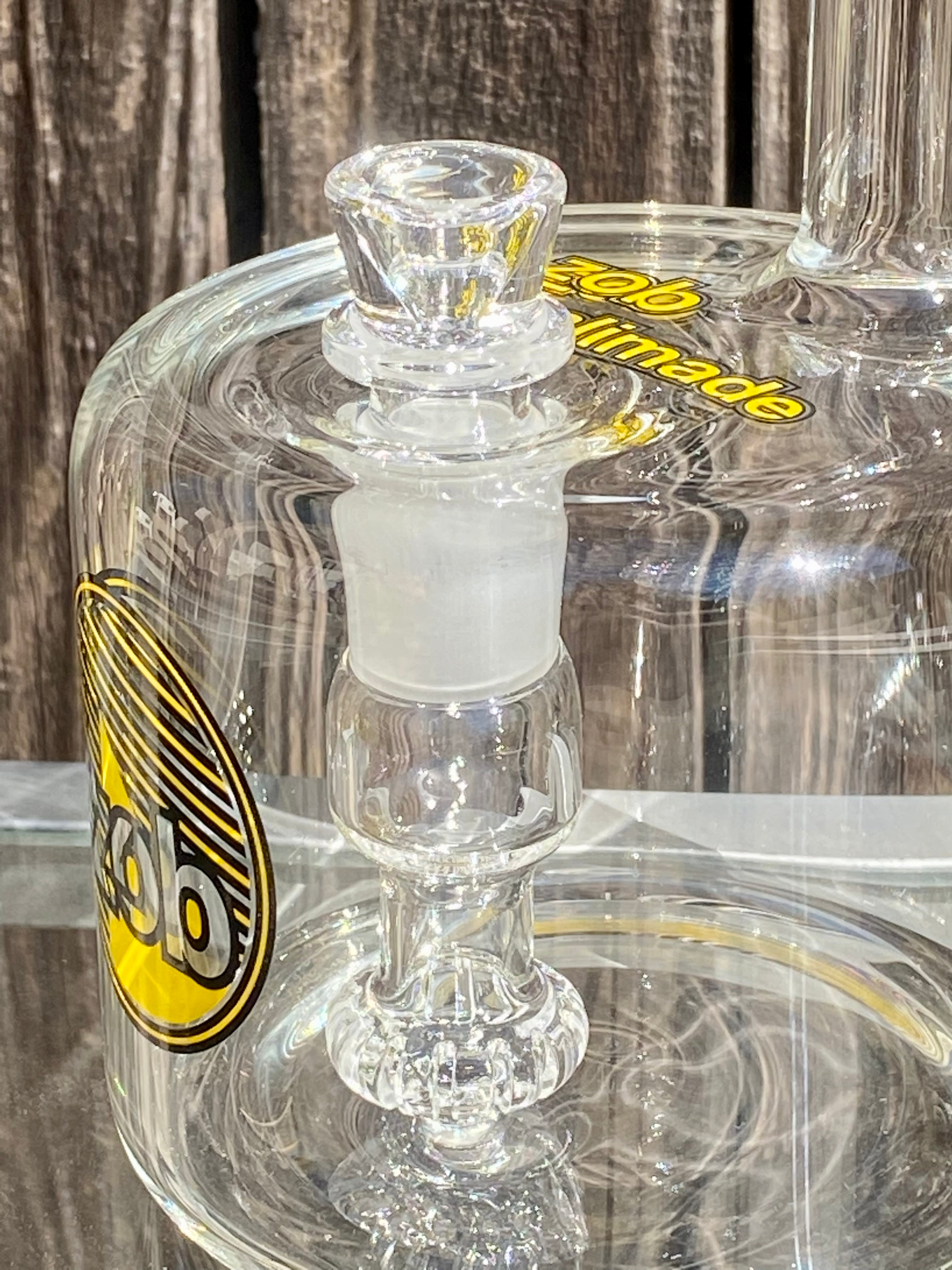 Zob Fat Boy Bubbler with Fixed Flat Disc Percolator 9.5" Yellow & Black Label