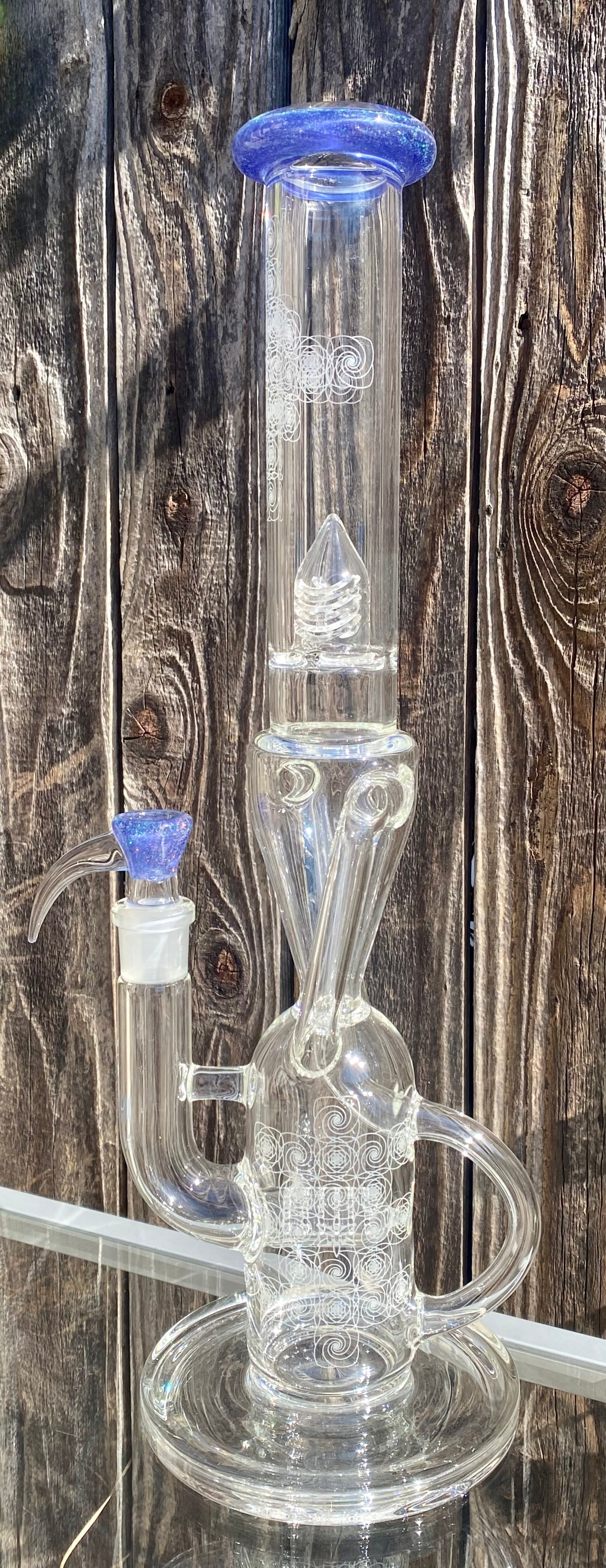 ILL Glass SSK V2 w/ Blue Satin & Crushed Opal Lip & Bowl Plus Blasting