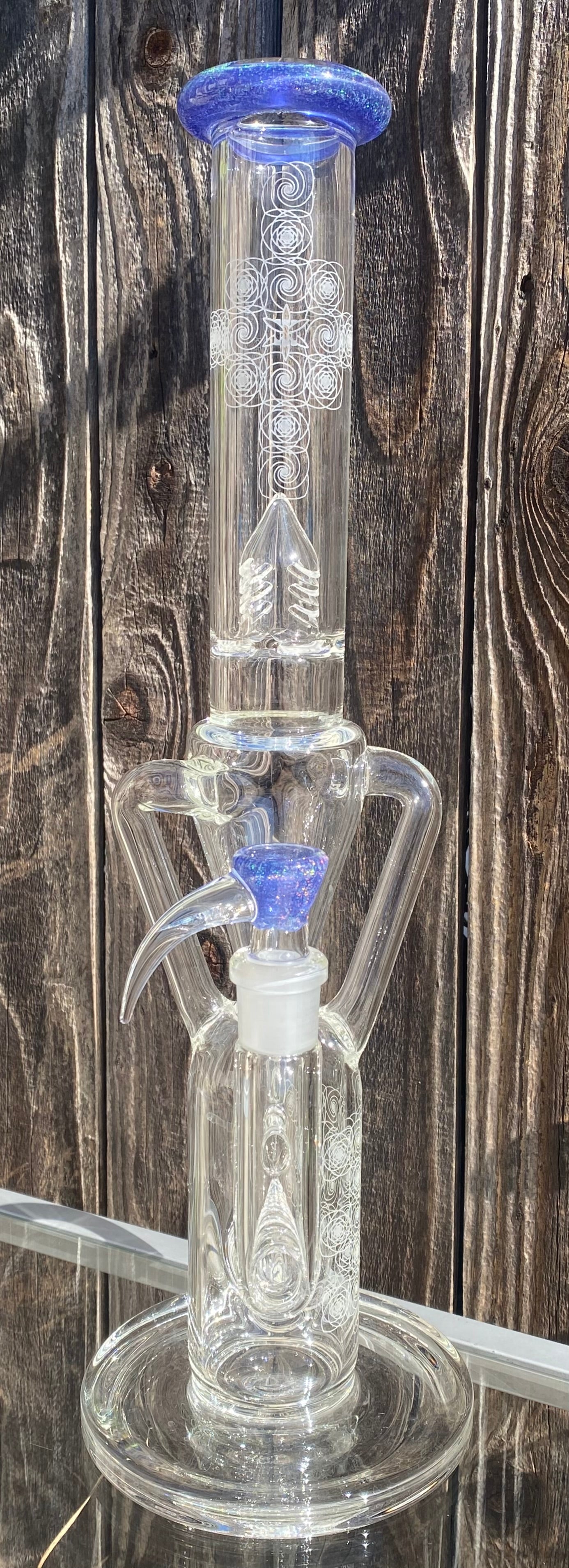 ILL Glass SSK V2 w/ Blue Satin & Crushed Opal Lip & Bowl Plus Blasting