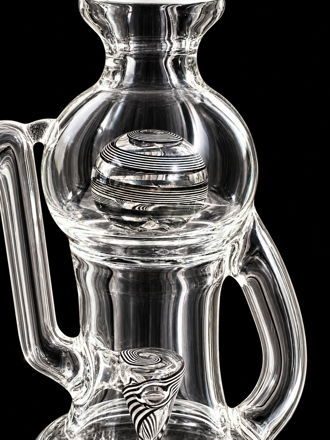Tube Sock Glass Hustle Brain Bubbler – Black & White Wig Wag Ball Blooper Recycler Rig