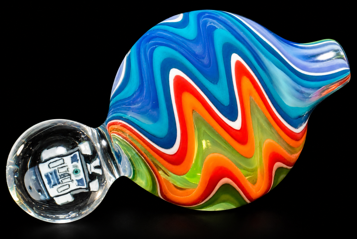 Future Glass Art (Ben Birney) Multicolor Wig Wag Carb Cap with R2-D2 Millie