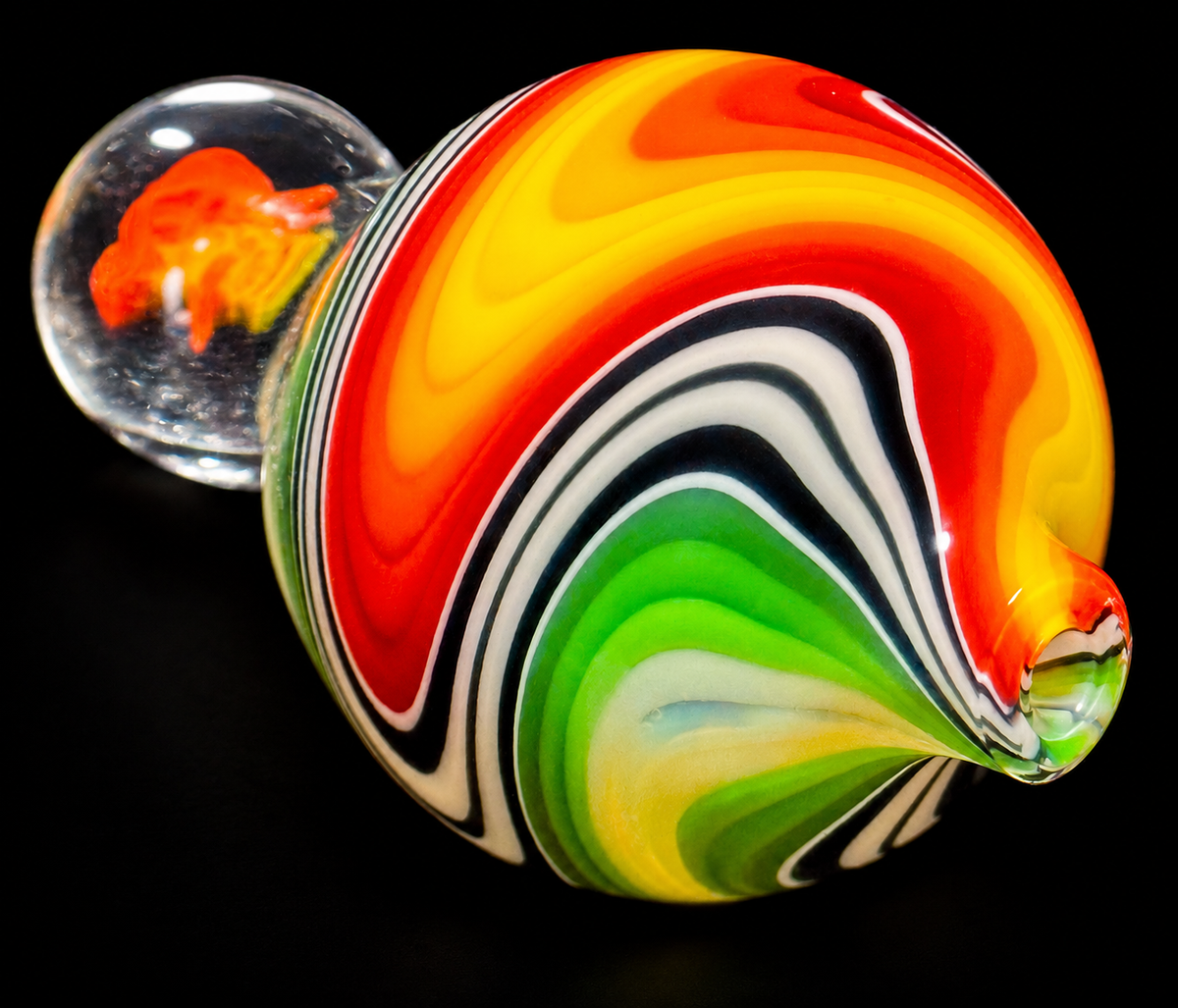 Future Glass Art (Ben Birney) Rasta Wig Wag Carb Cap with character Millie