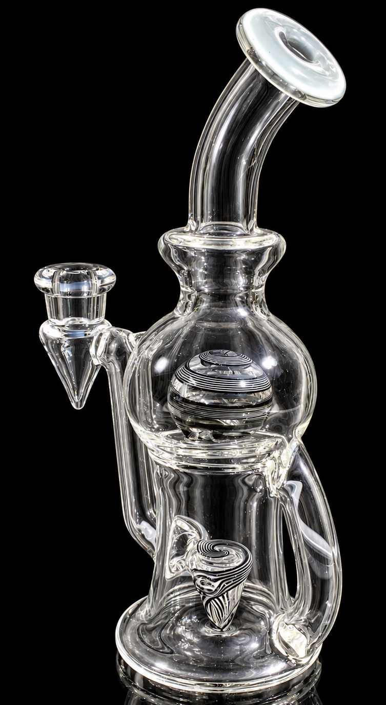 Tube Sock Glass Hustle Brain Bubbler – Black & White Wig Wag Ball Blooper Recycler Rig