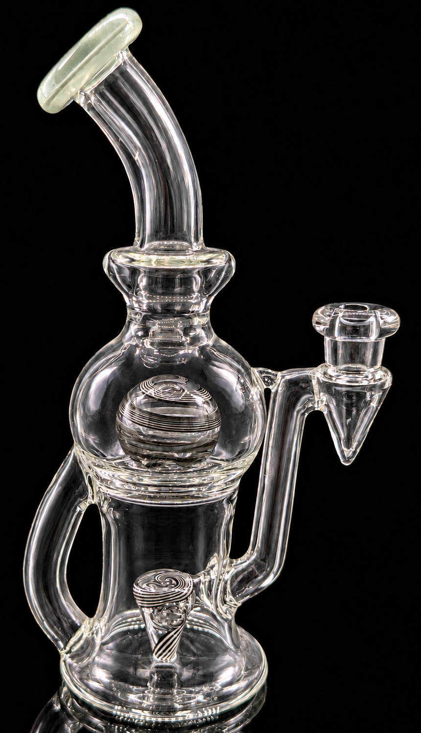 Tube Sock Glass Hustle Brain Bubbler – Black & White Wig Wag Ball Blooper Recycler Rig