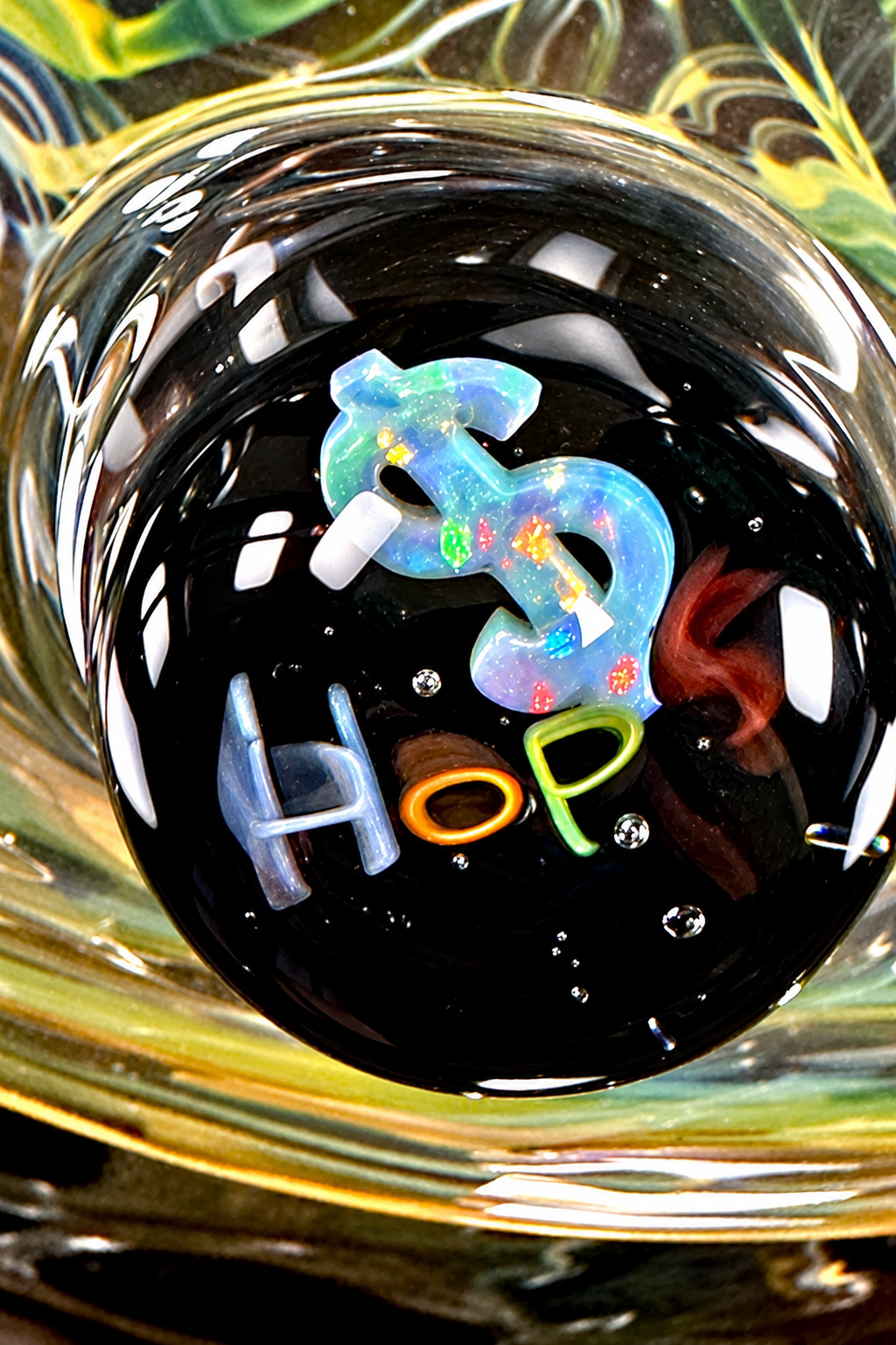 Hops x B$ Collaboration Beaker — Fumed with Worked Marbles