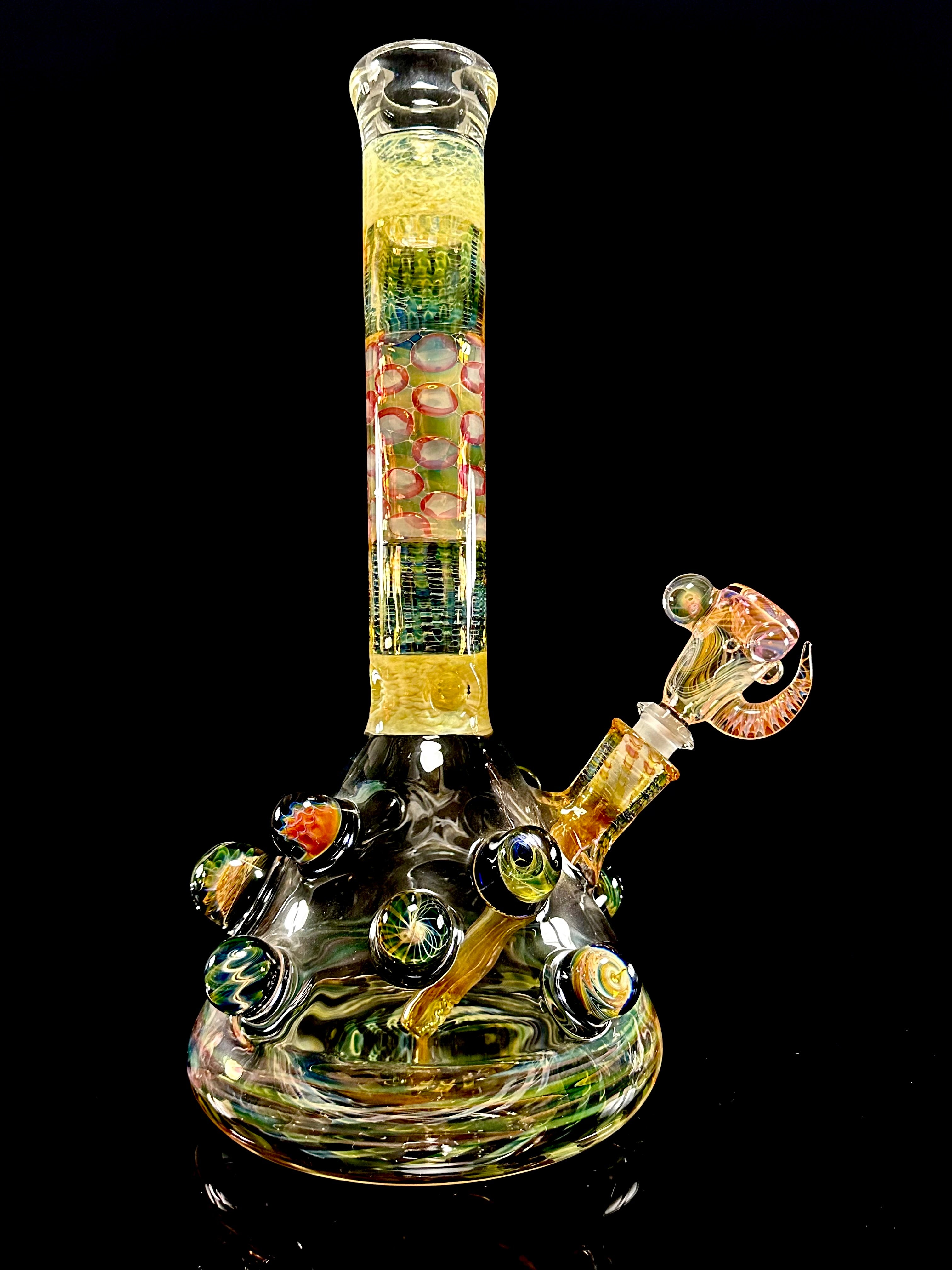 Hops x B$ Collab Beaker - Fully Fumed with Worked Marbles
