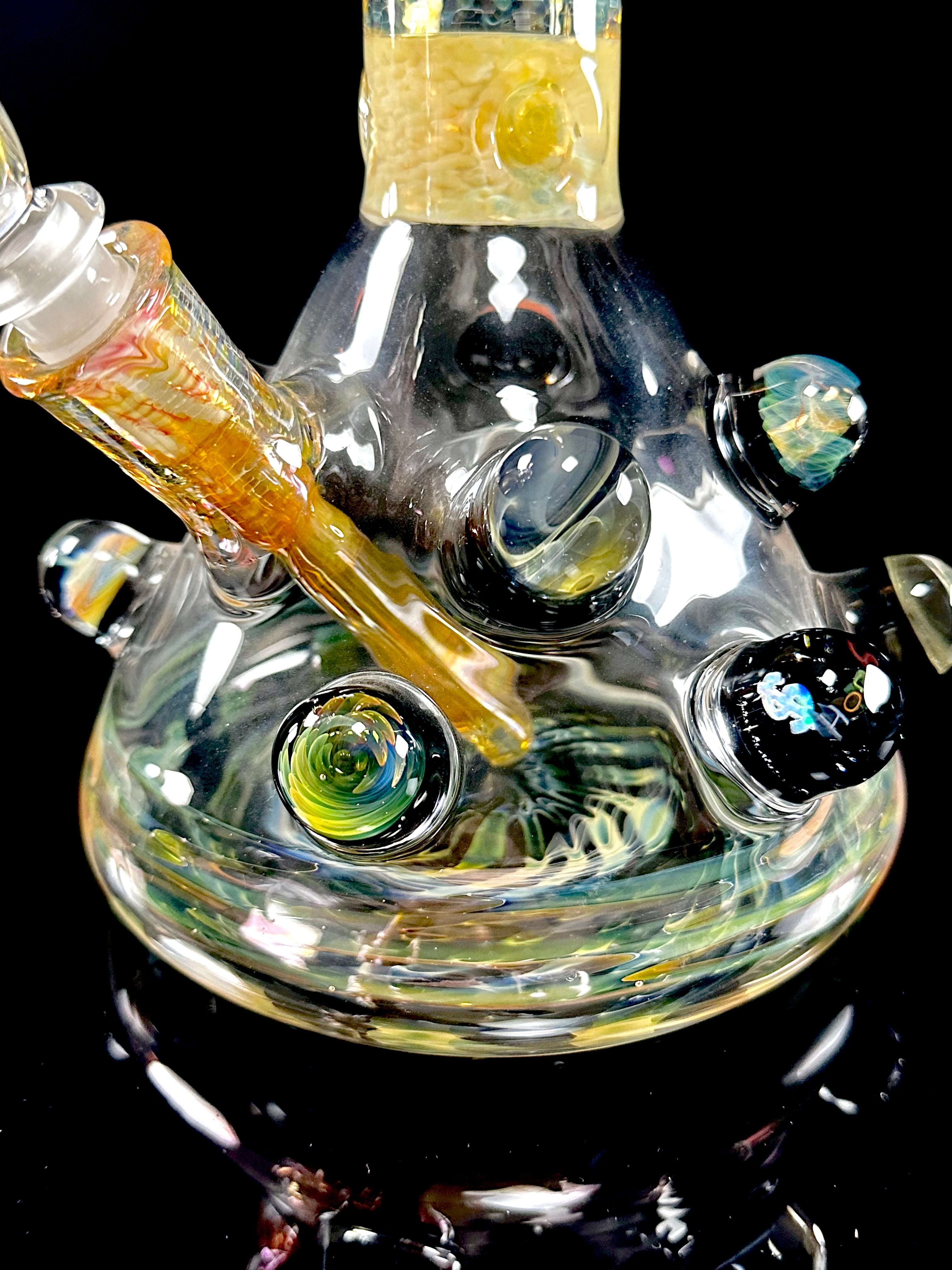 Hops x B $ Collab Beaker - Fumed with Worked Marbles