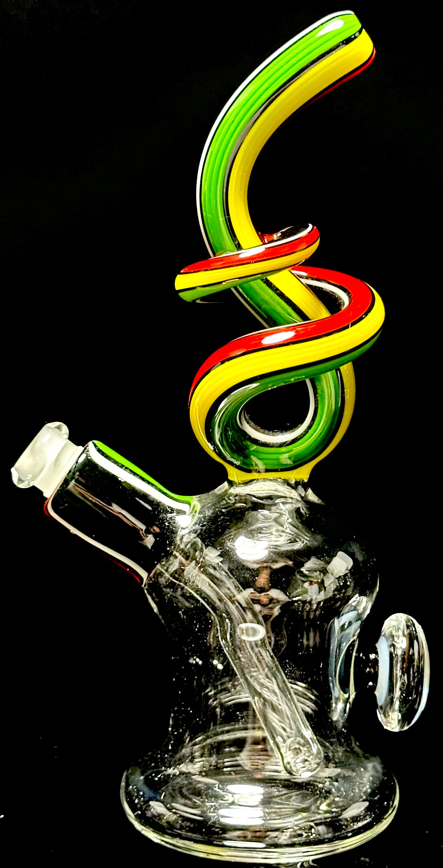 Cambria Glass Rasta 10mm Linework Swirl Rig w/ Worked Joint