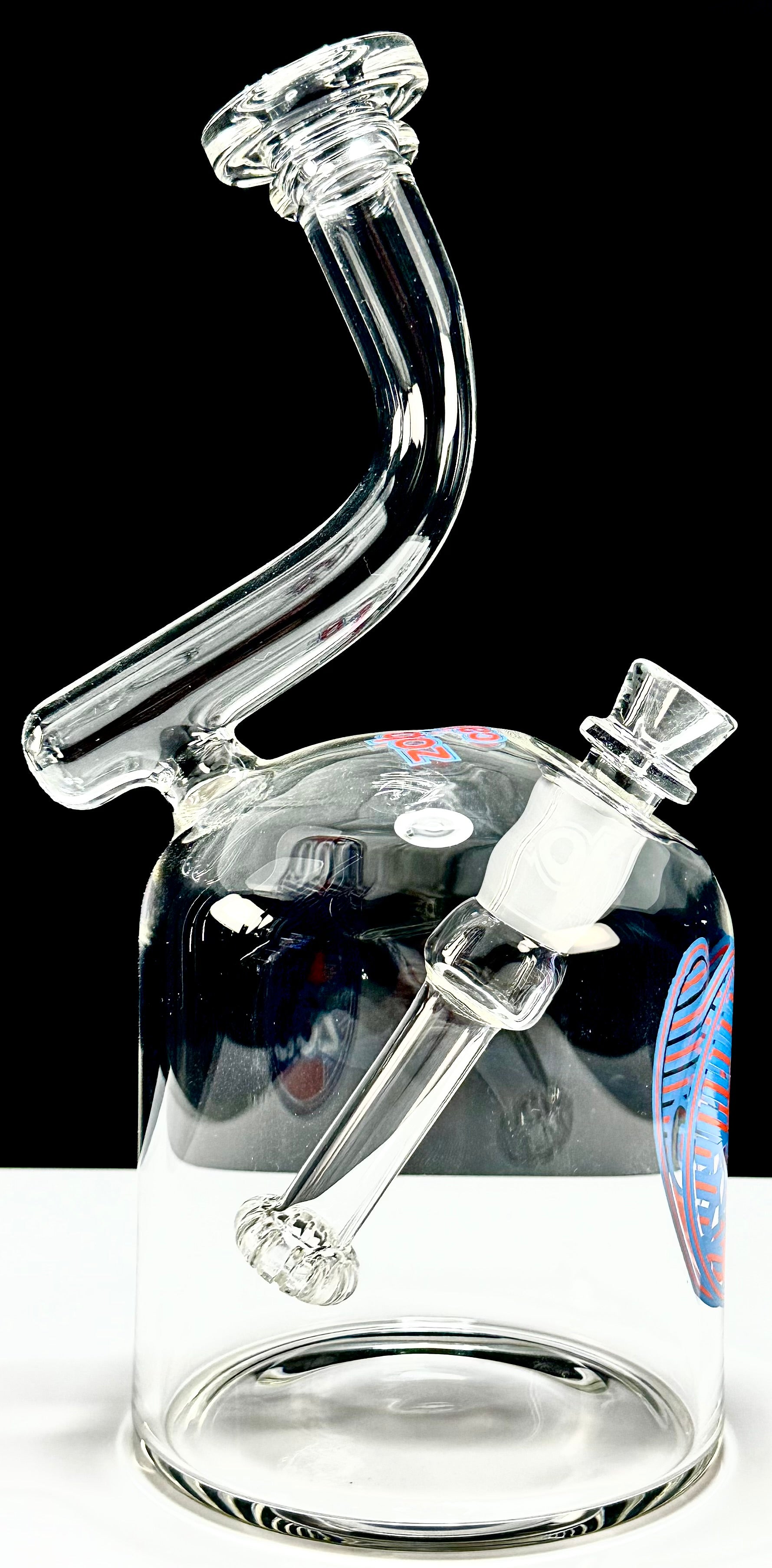 Zob 10.5 inch 110mm Chamber Bubbler with Fixed Flat Disc Diffuser Orange & Blue Label