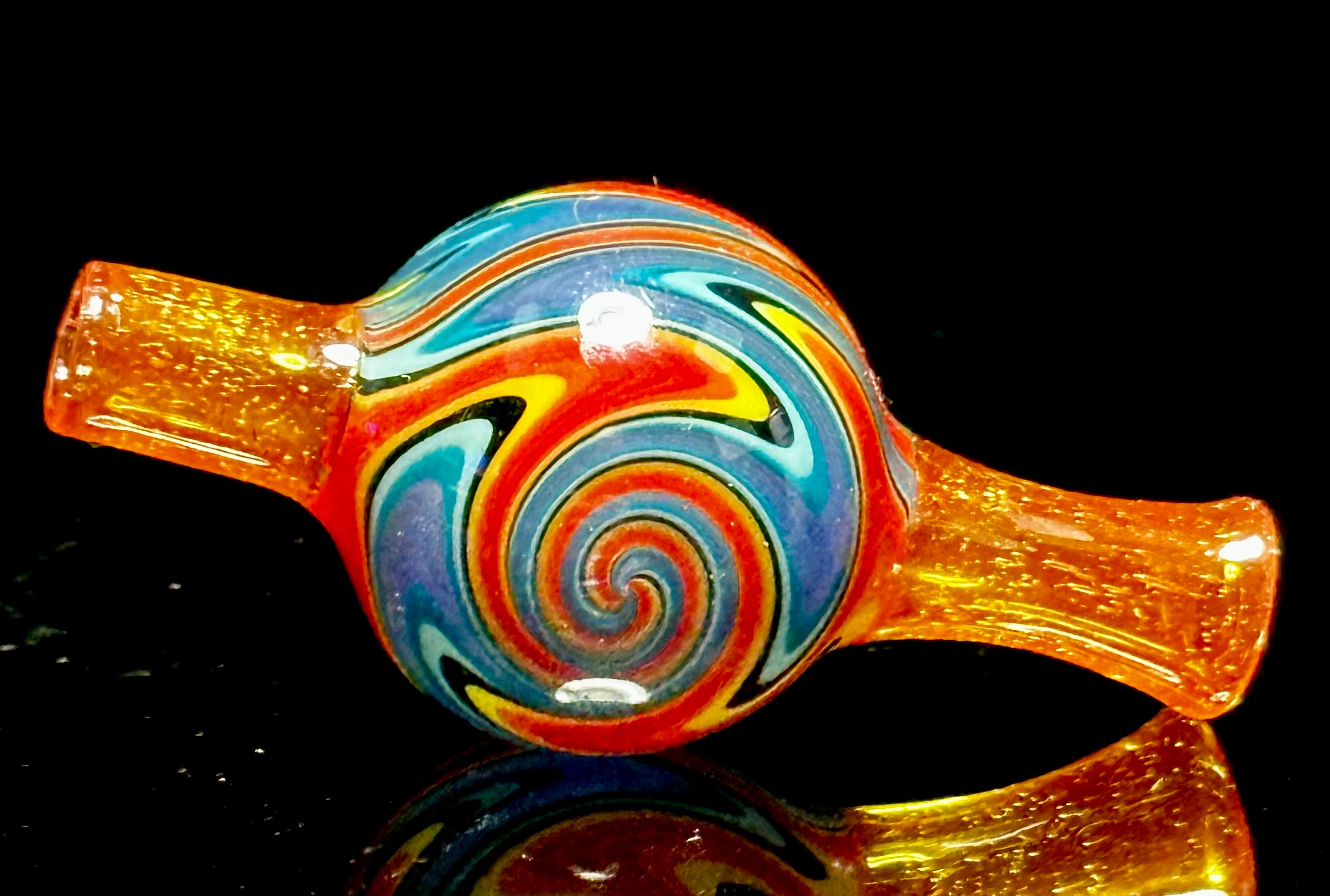 Pajay Glass Worked Bubble Cap Orange