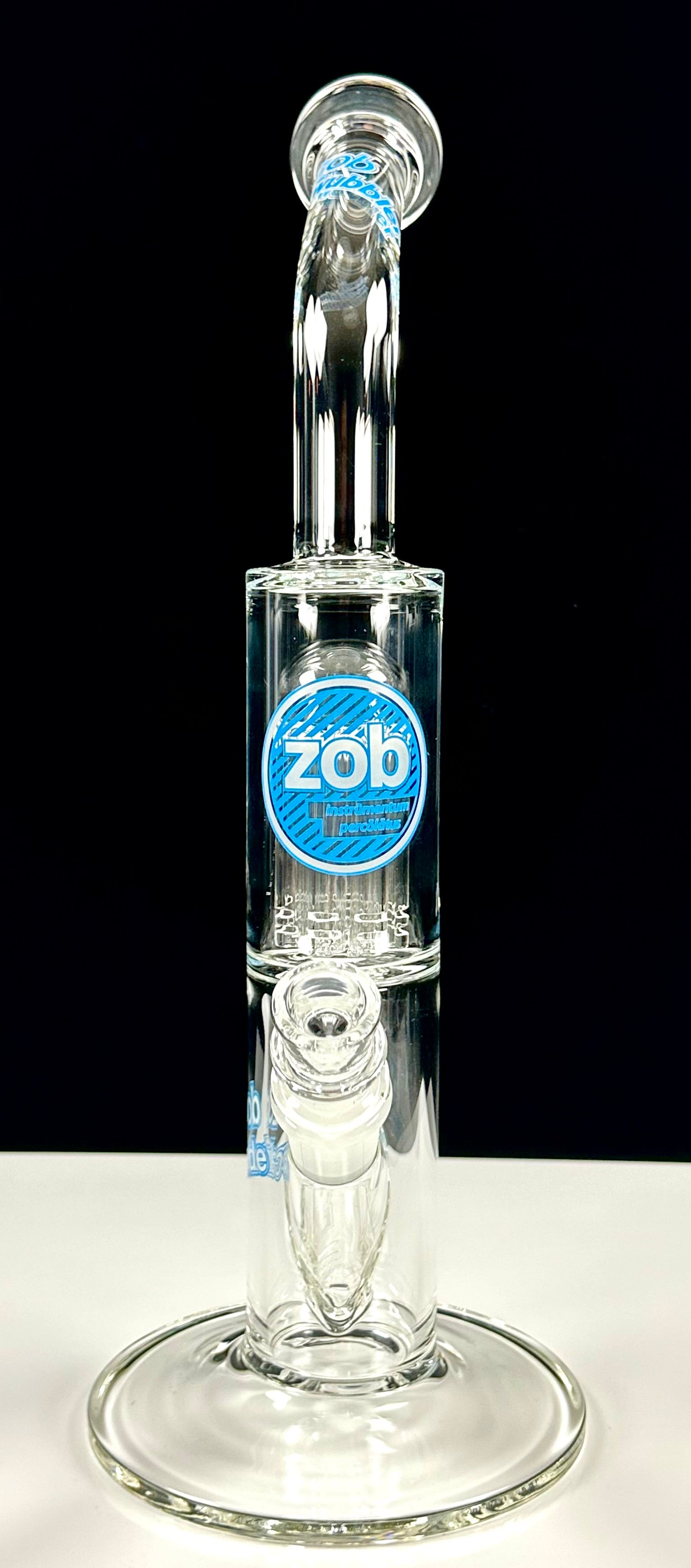 Zob 14.5 inch Straight Tube Wubbler with 8 Arm Tree Percolator Blue & White Label