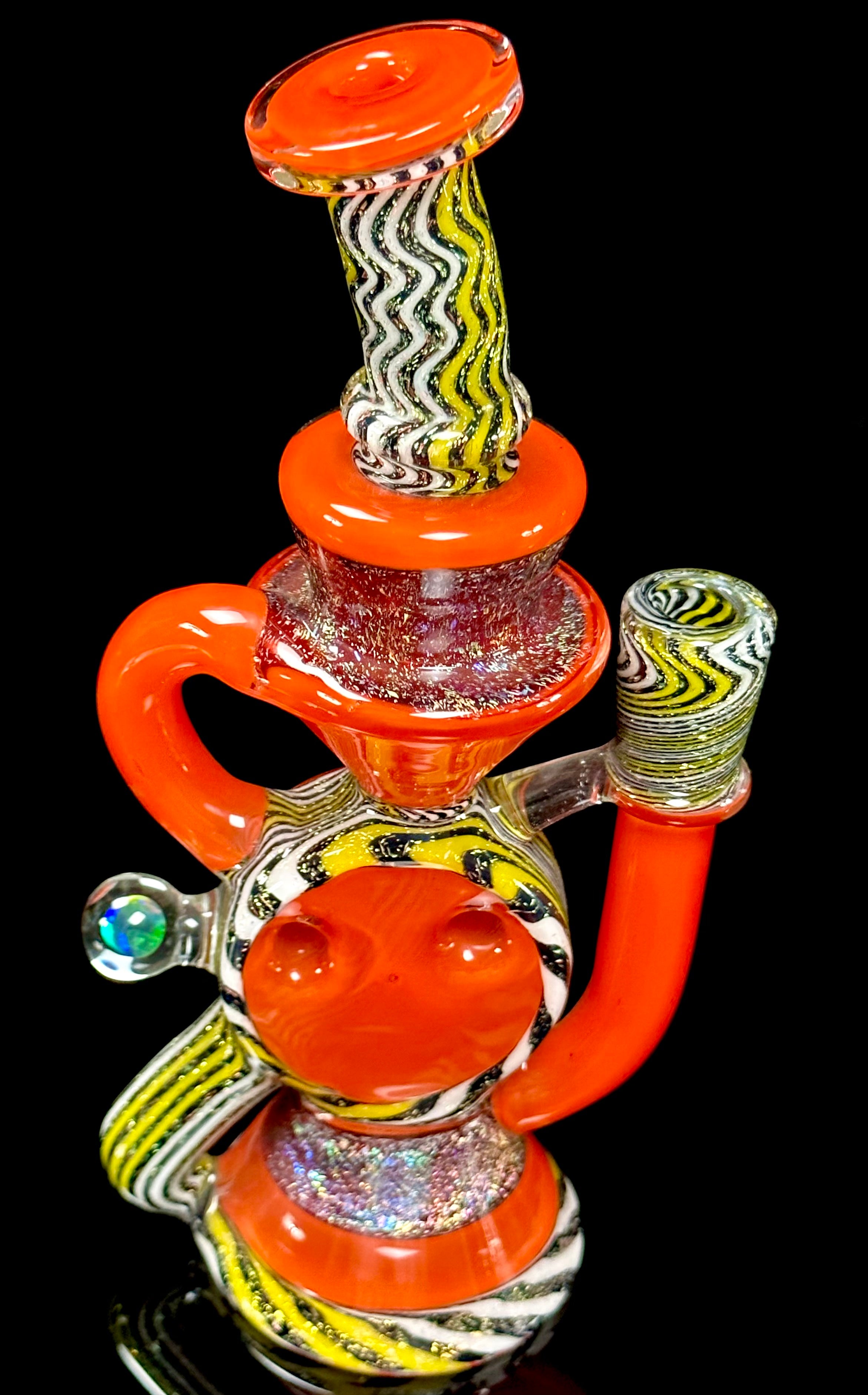 A1 Glass 1 of 2 Fully Worked Dichro Swiss Puck Recycler 10mm