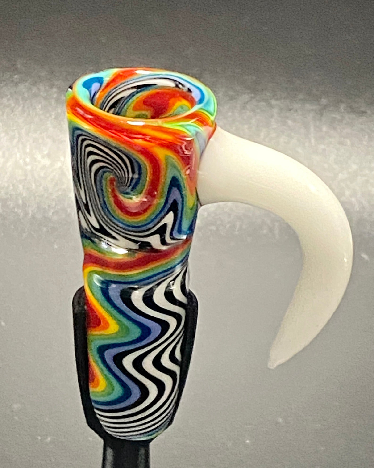 DZ Glass 18mm Fully Worked Wigwag with Color Horn #2 - TheSmokeyMcPotz Collection 