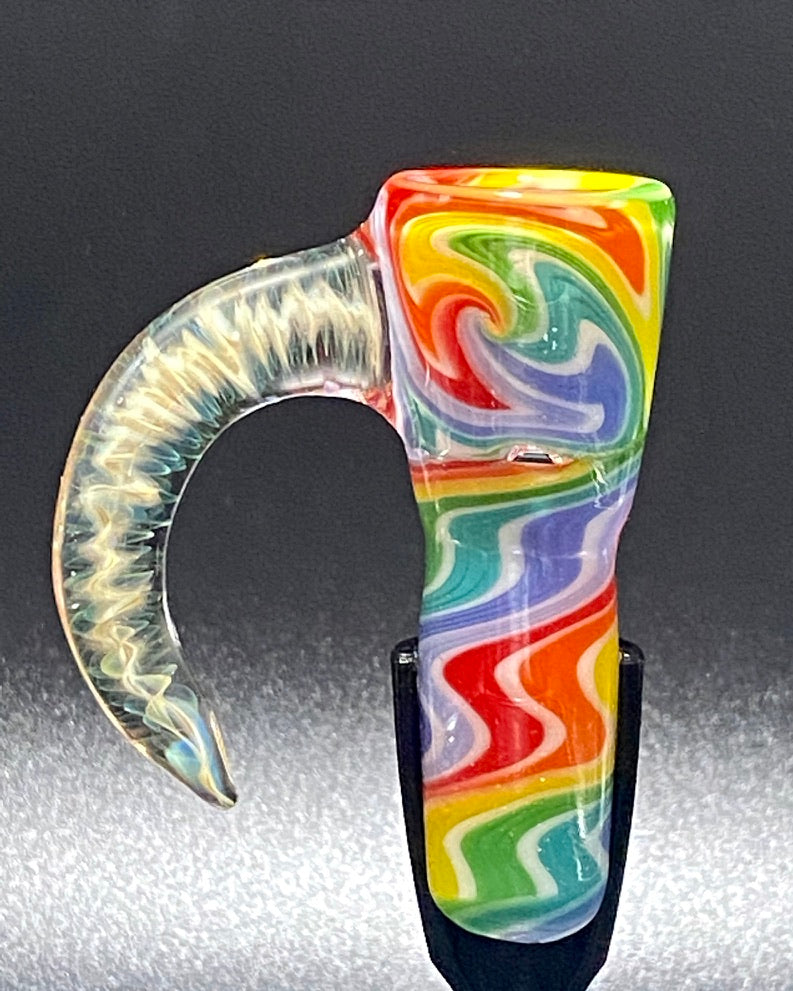DZ Glass 18mm Fully Worked Wigwag Fume Handle #3 - TheSmokeyMcPotz Collection 