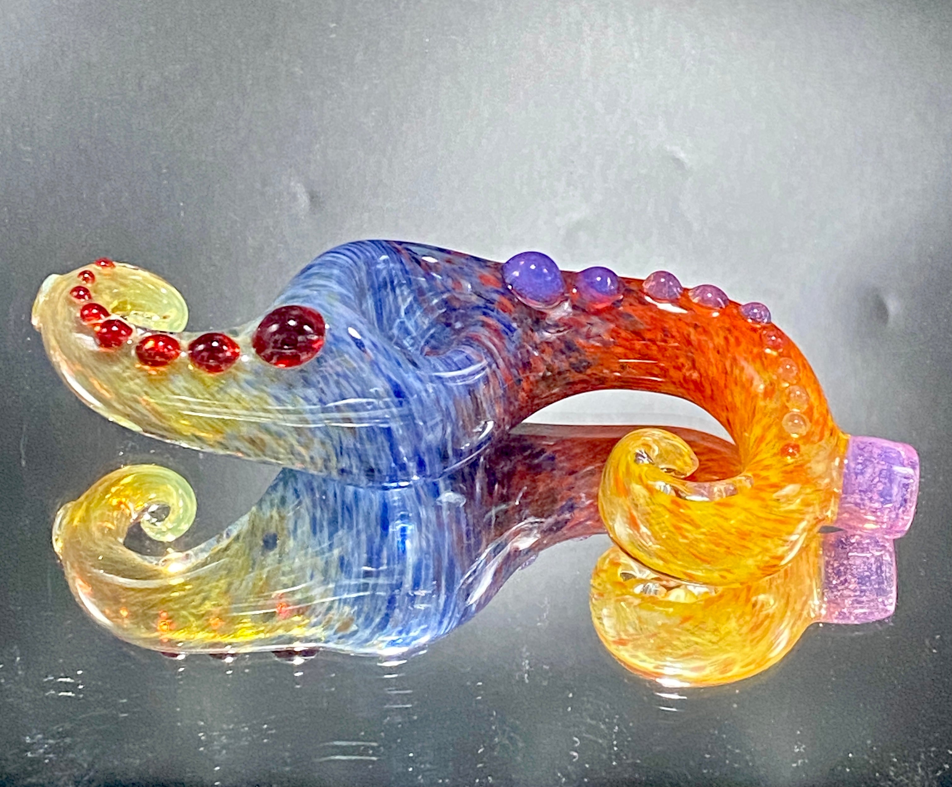 Global Glassworks "S" Curl Spoon Full Color Yellow Tail - TheSmokeyMcPotz Collection 