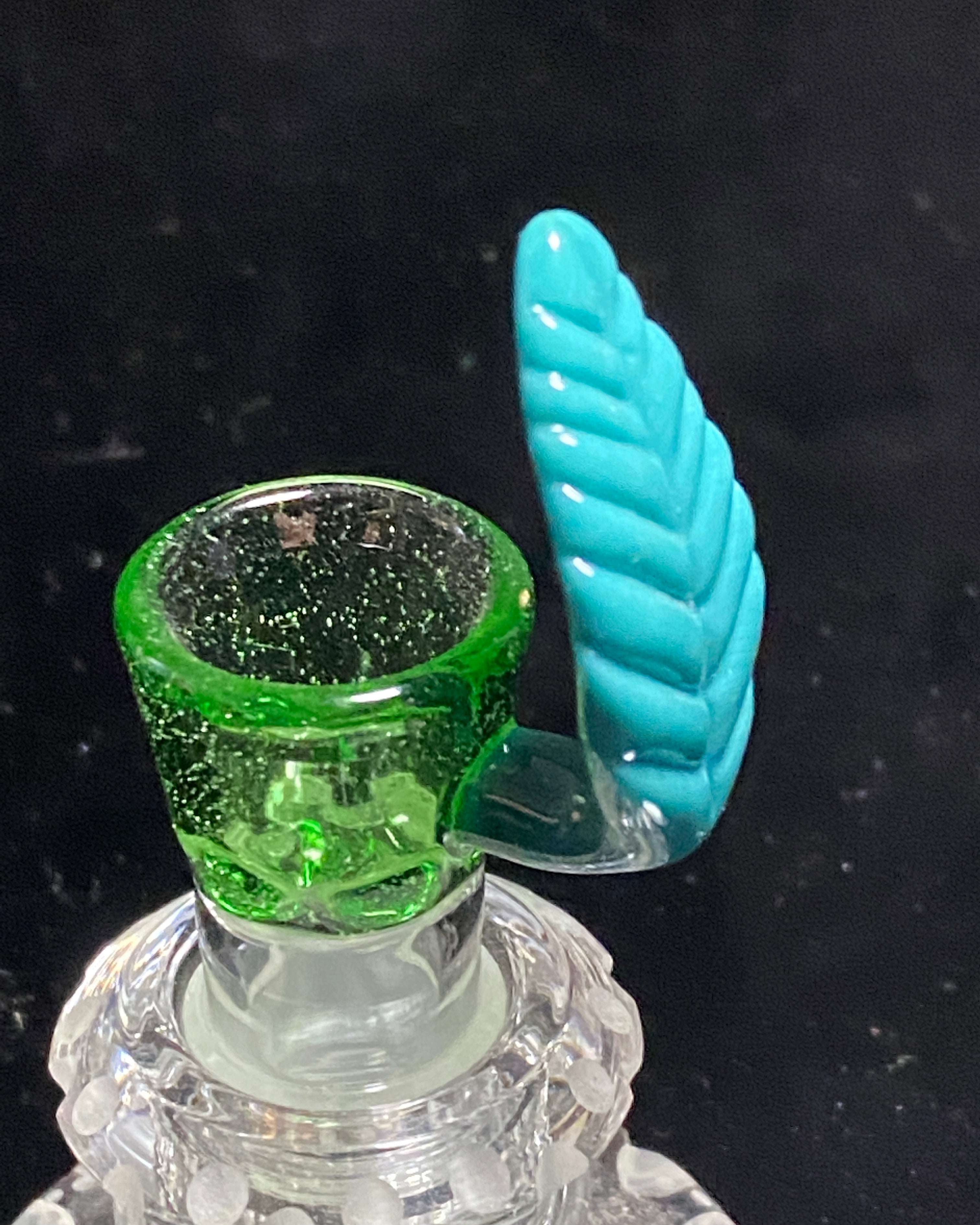 Dippy Glass 18mm Blue Leaf Slide - TheSmokeyMcPotz Collection 