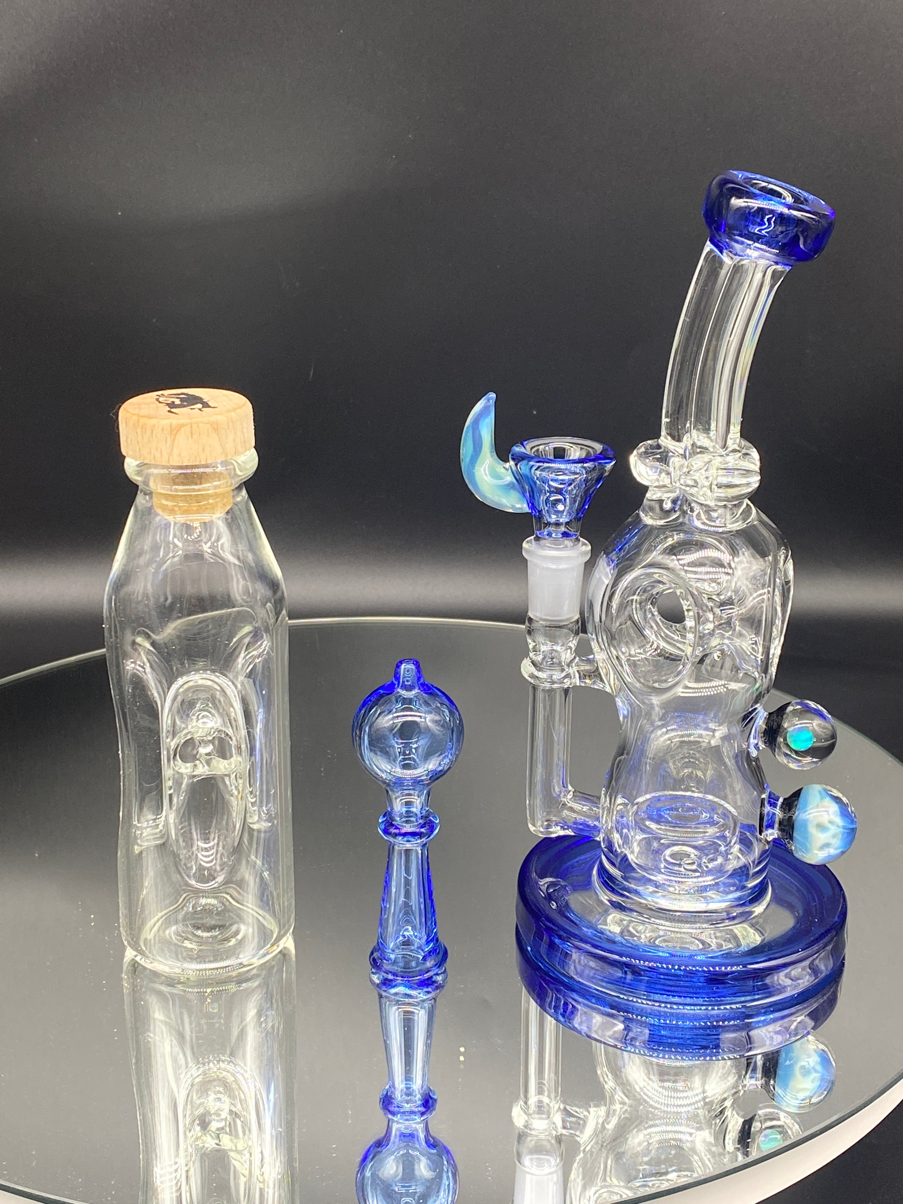 Davin Titland Blue Custom Rig Set with Marbles - TheSmokeyMcPotz Collection 