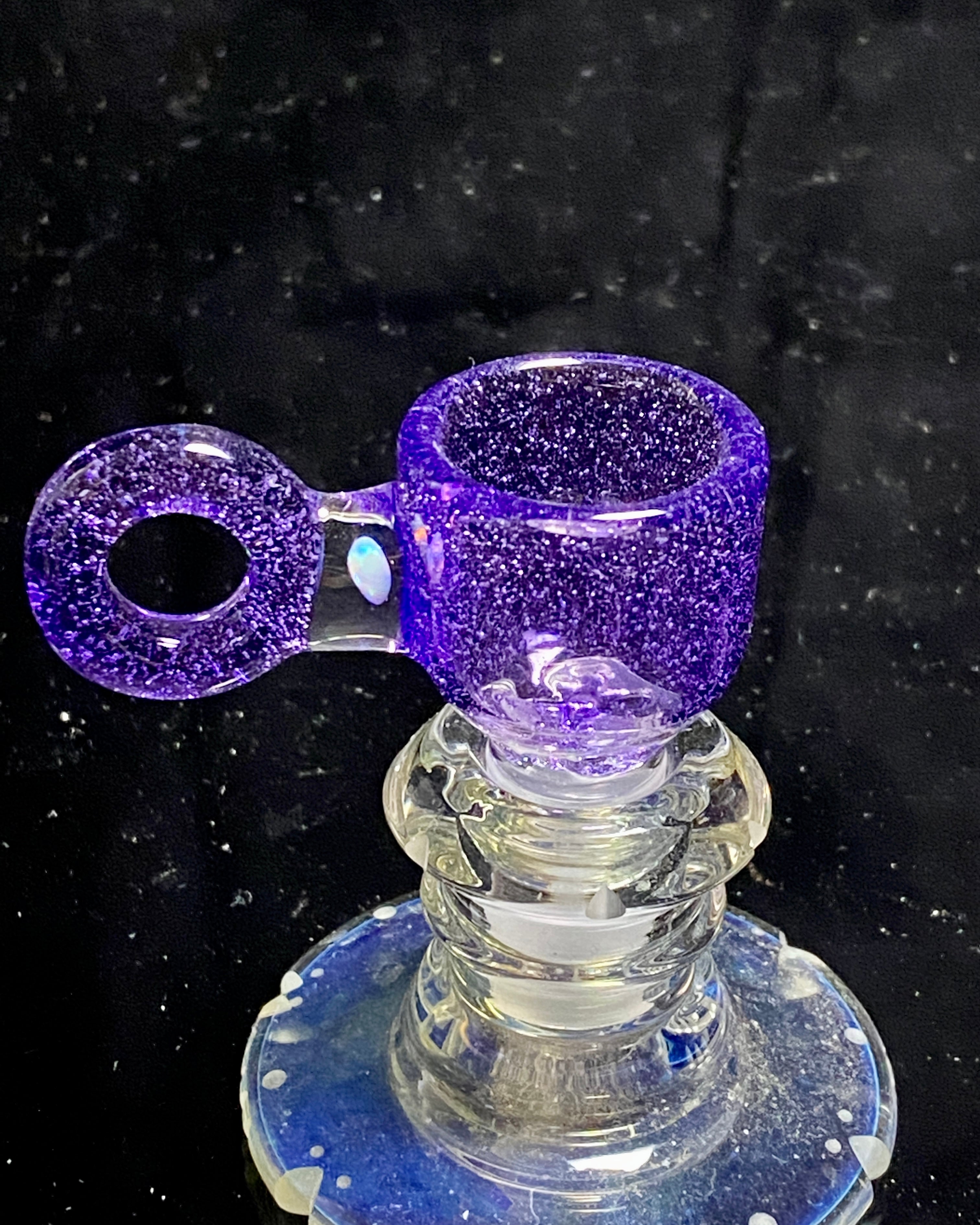 Mary Blows Glass Purple Ring Handle w- Opal 14mm - TheSmokeyMcPotz Collection 