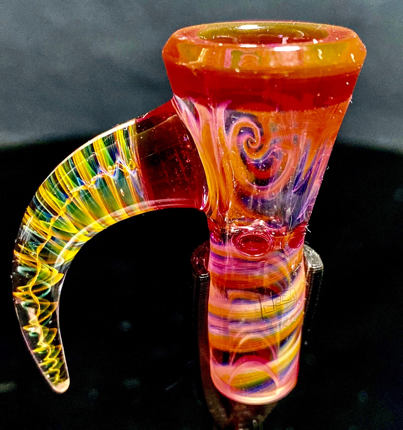 DJack Fully Worked Gold Ruby 14mm 4-Hole Slide - TheSmokeyMcPotz Collection 