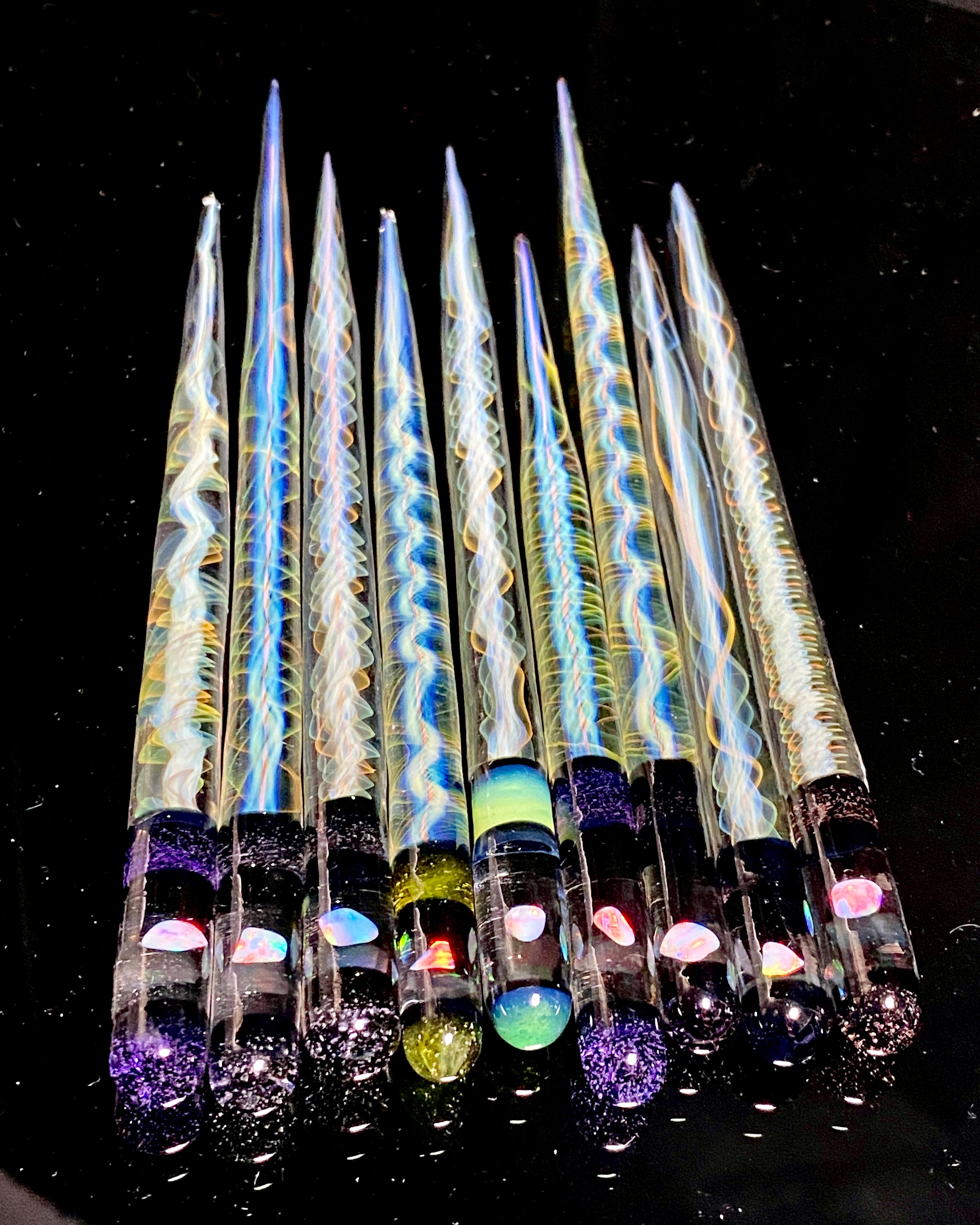 Jakers Glass Fully Worked Dab Tools w- Fuming & Opal - TheSmokeyMcPotz Collection 